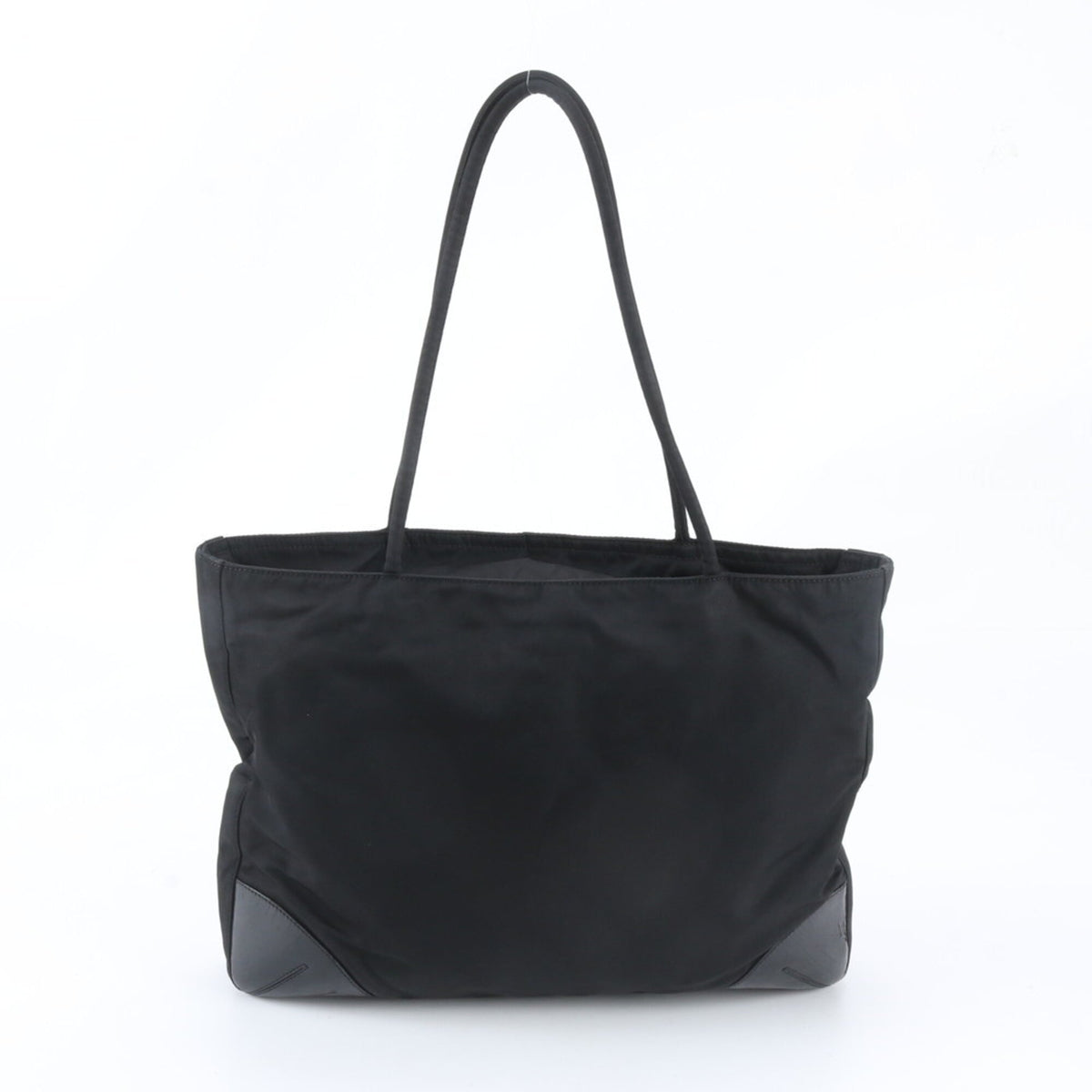 Prada Black Leather Nylon Shoulder Bag Tote Bag (Pre-Owned)