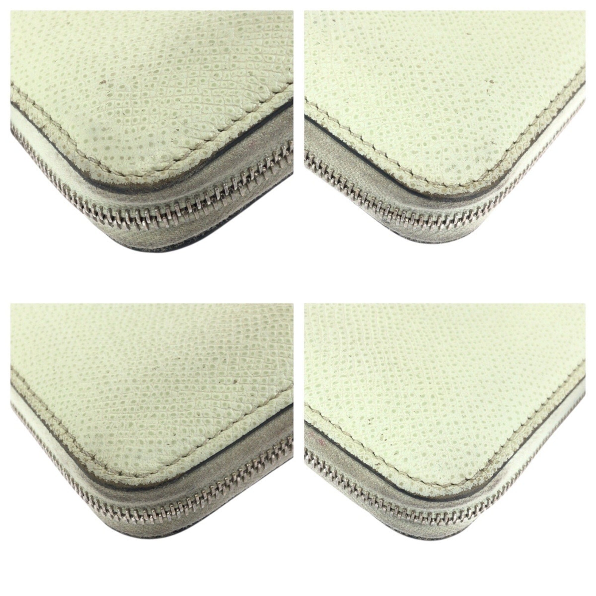 Hermes Light Green Epsom Leather Silk Coin Purse/Coin Case (Pre-Owned)