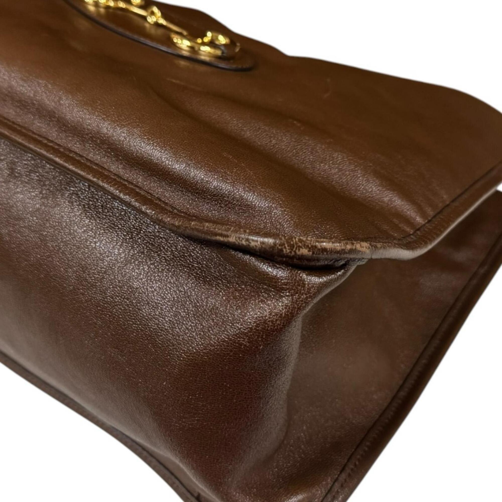 Gucci Brown Leather Tote Bag (Pre-Owned)