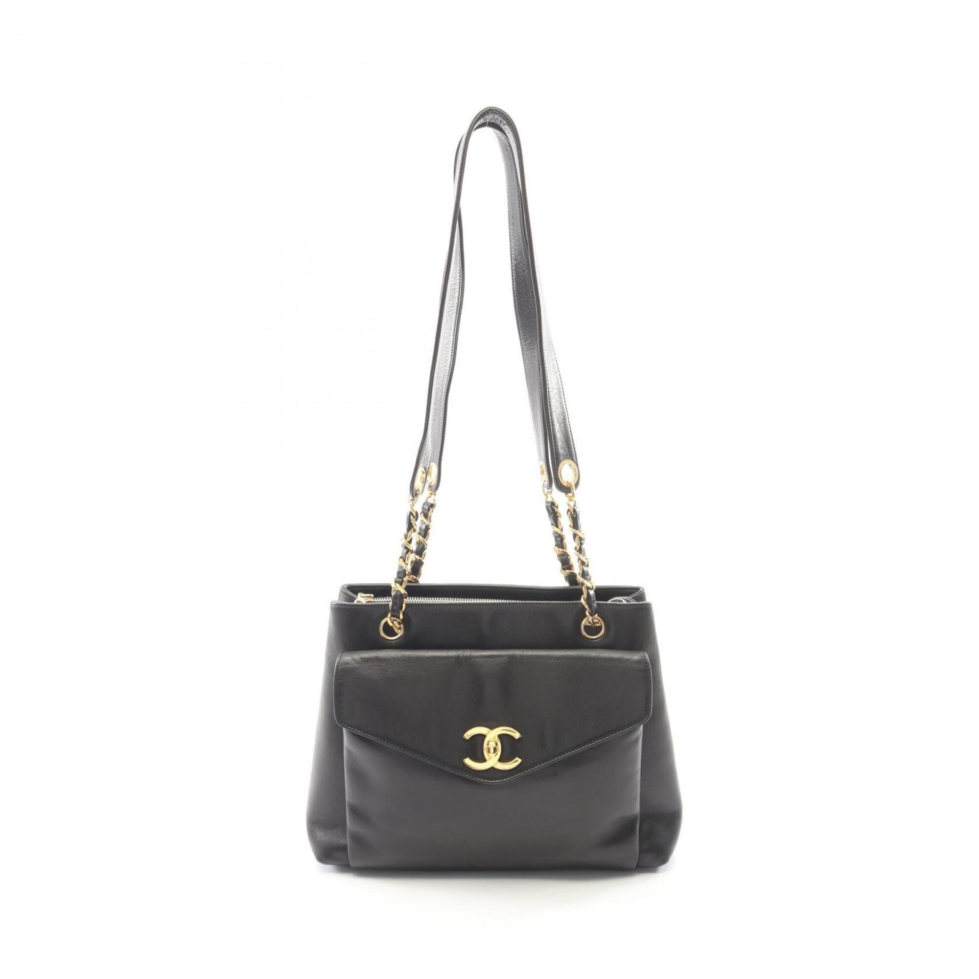Chanel Black Leather Handbag Tote Bag (Pre-Owned)