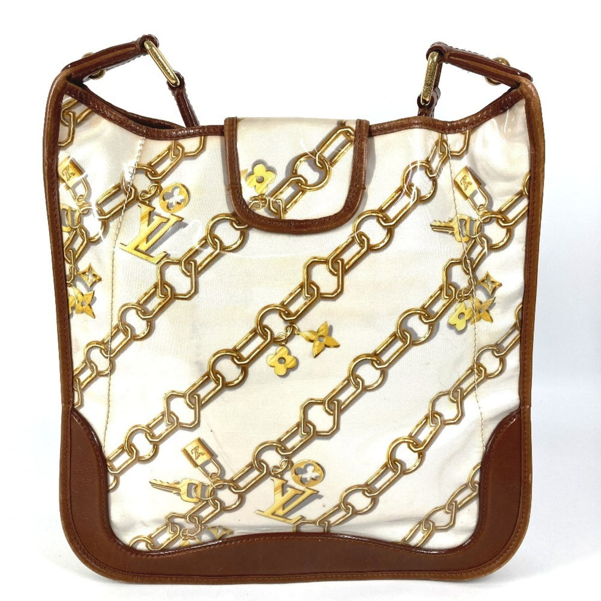 Louis Vuitton Brown White Vinyl Leather Shoulder Bag (Pre-Owned)
