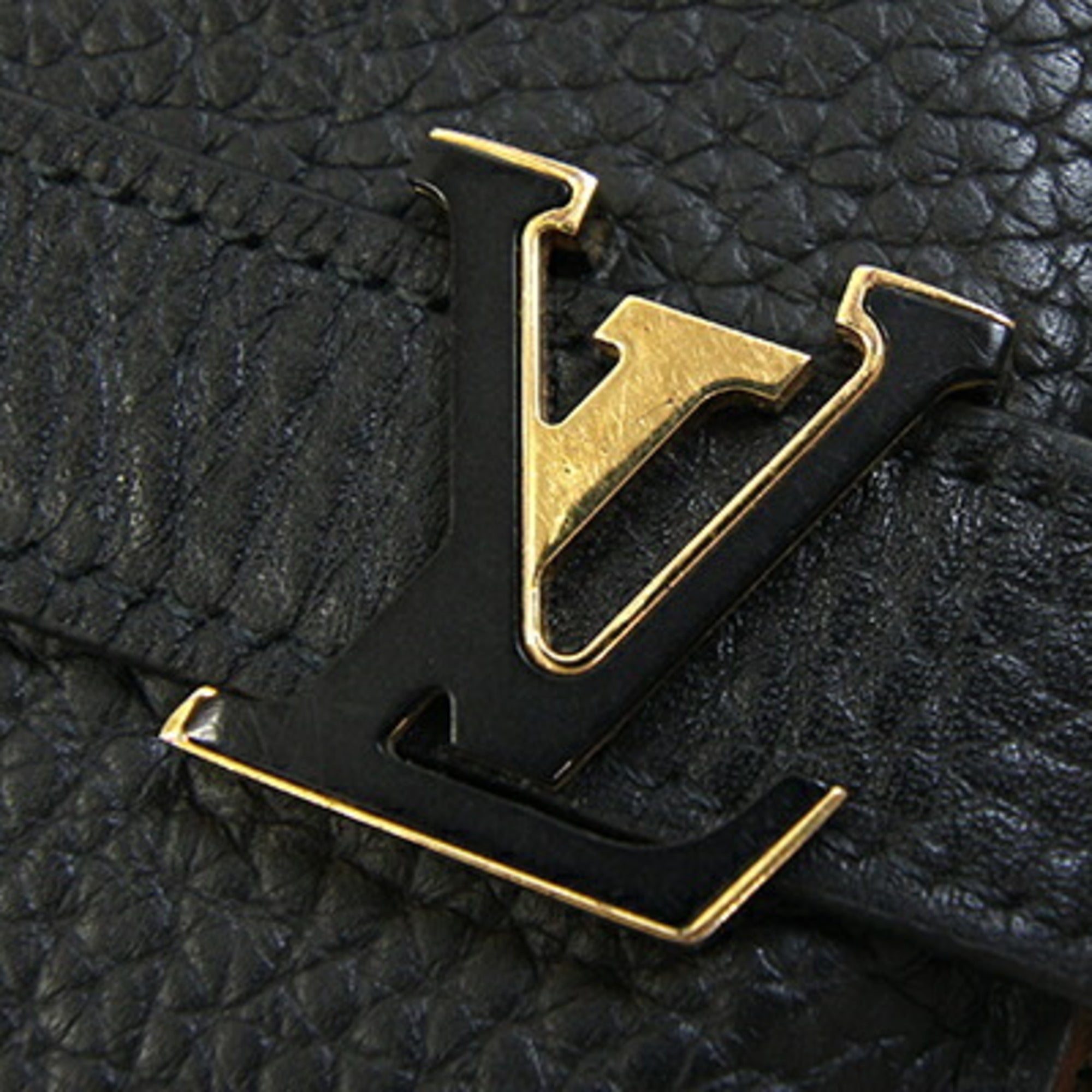 Louis Vuitton Noir Leather Long Wallet (Bi-Fold) (Pre-Owned)