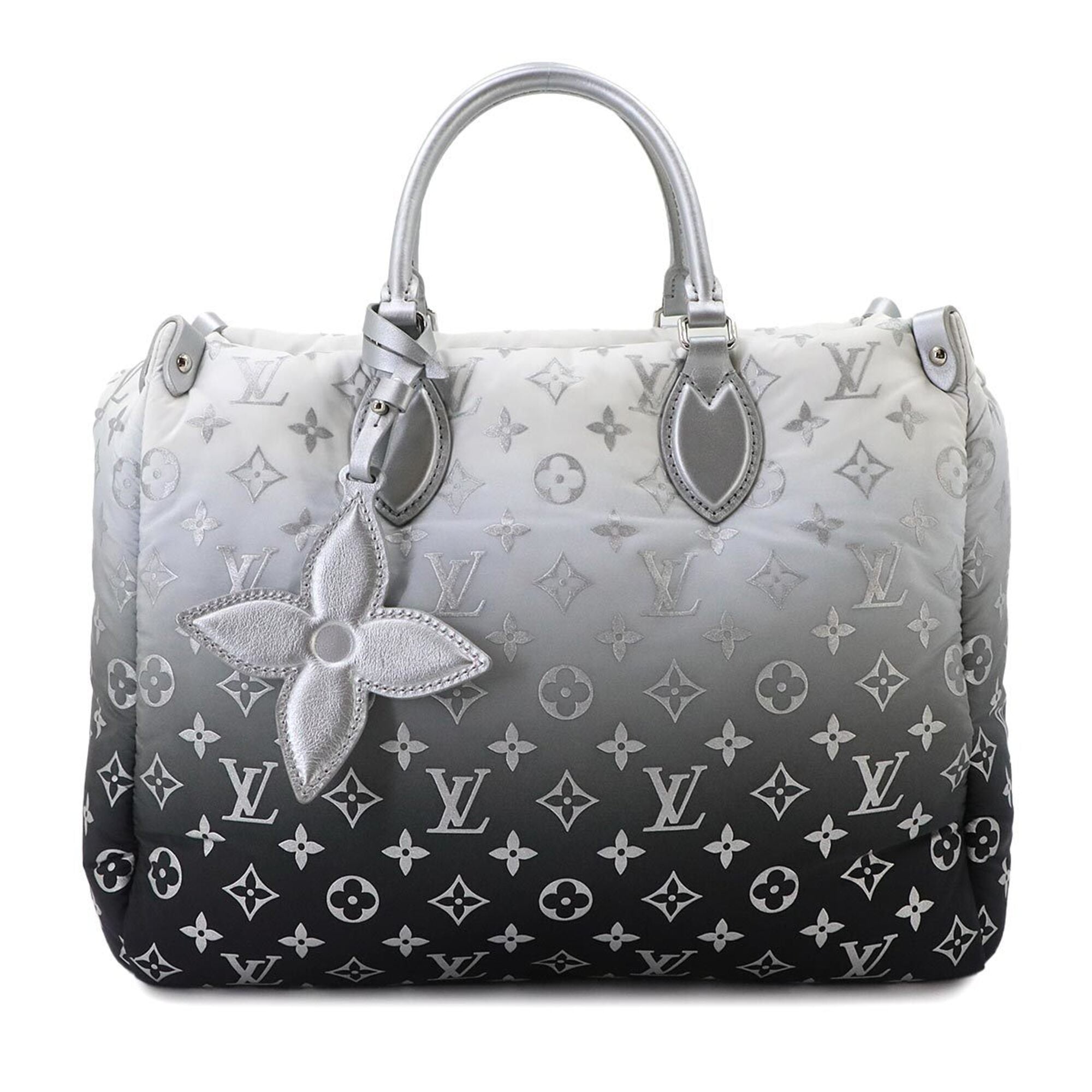 Louis Vuitton Gray Nylon Leather Handbag Tote Bag (Pre-Owned)