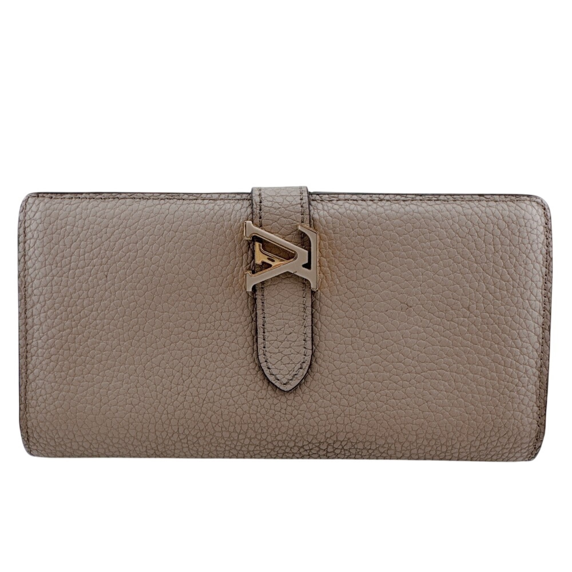 Louis Vuitton Taurillon Beige Leather Long Wallet (Bi-Fold) (Pre-Owned)