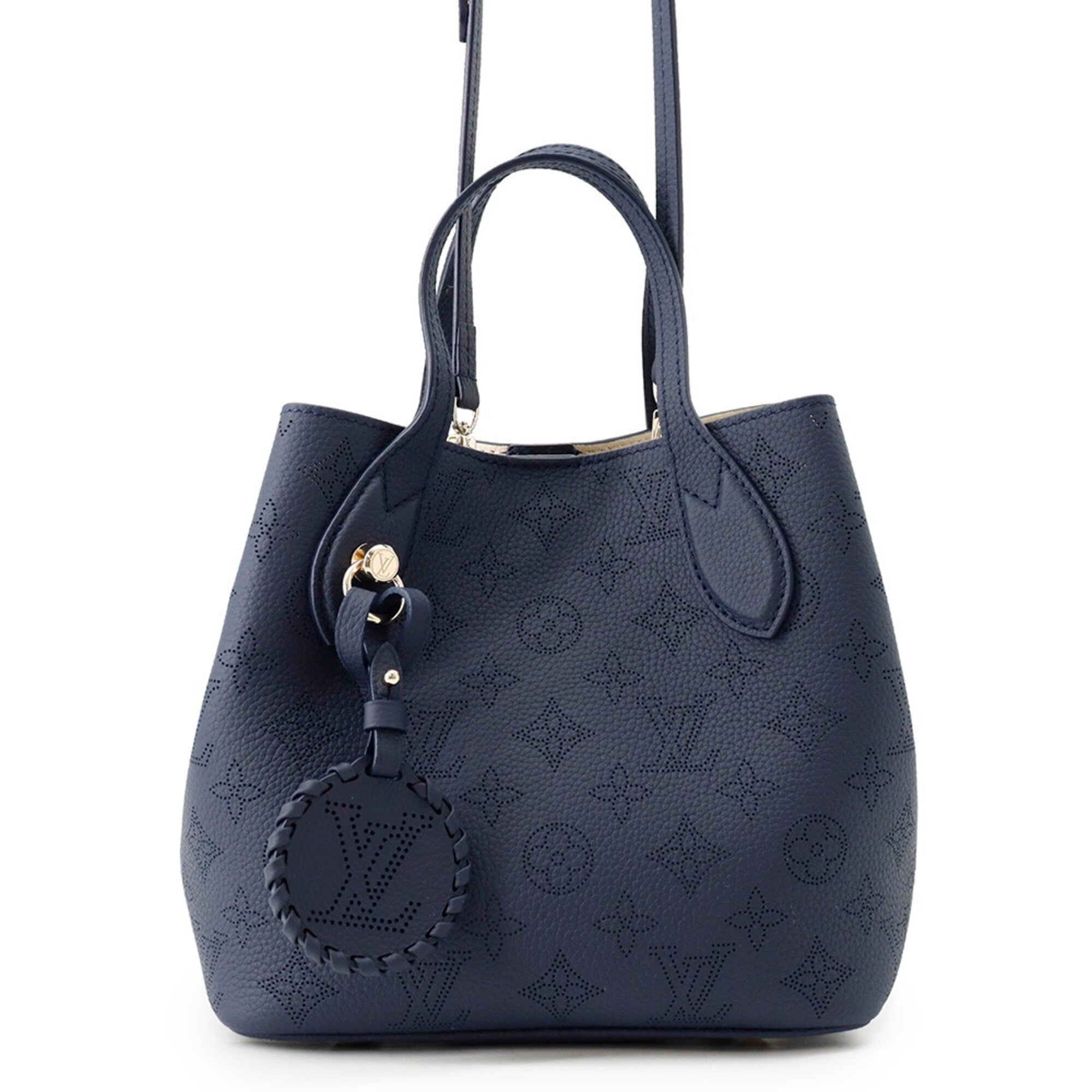 Louis Vuitton Mahina Navy Mahina Leather Handbag Shoulder Bag (Pre-Owned)