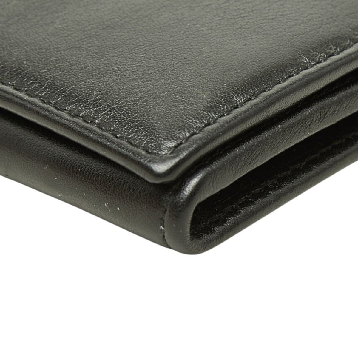Bvlgari Gold Black Leather Long Wallet (Bi-Fold) (Pre-Owned)
