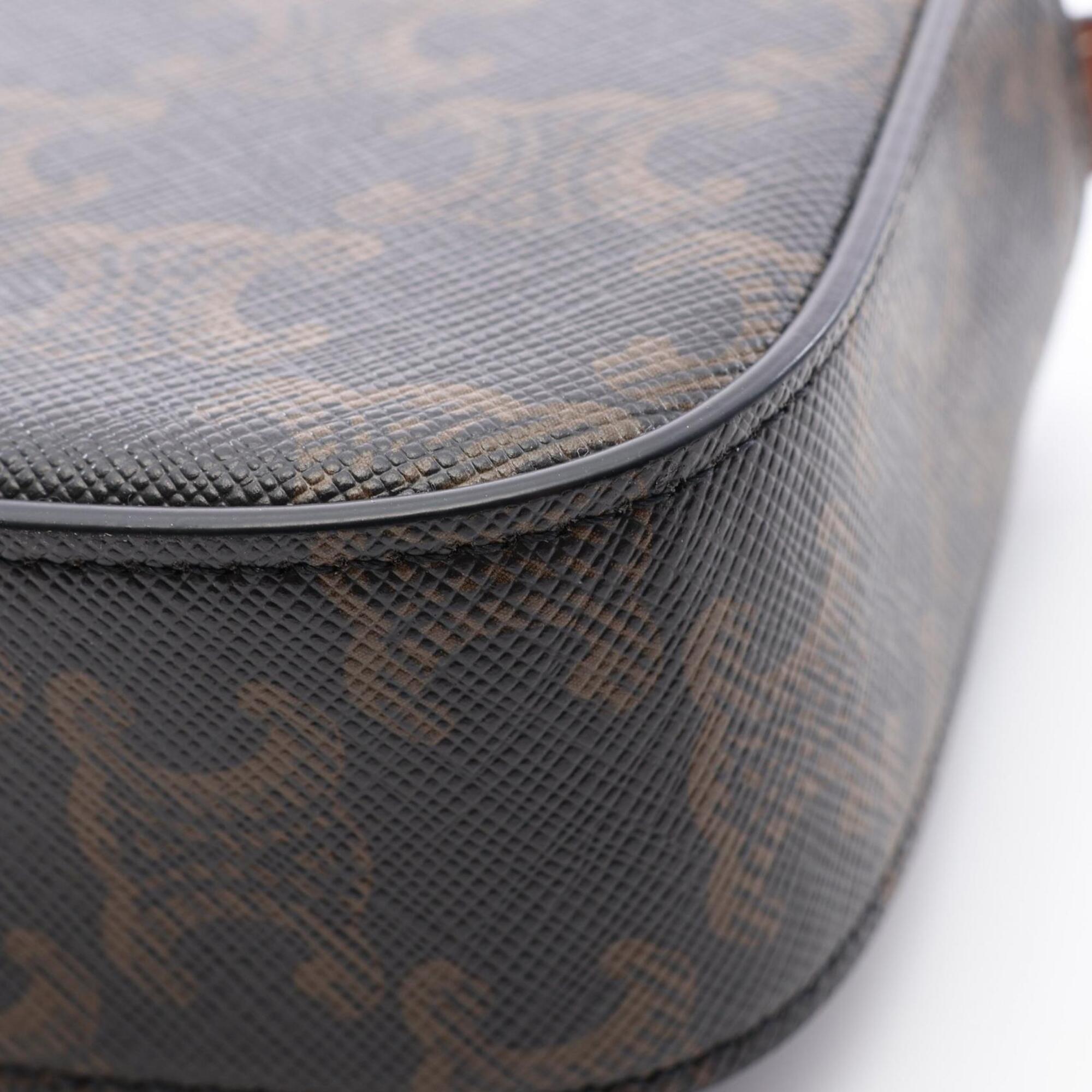 Celine Black Brown Coated Canvas Leather Handbag Shoulder Bag (Pre-Owned)
