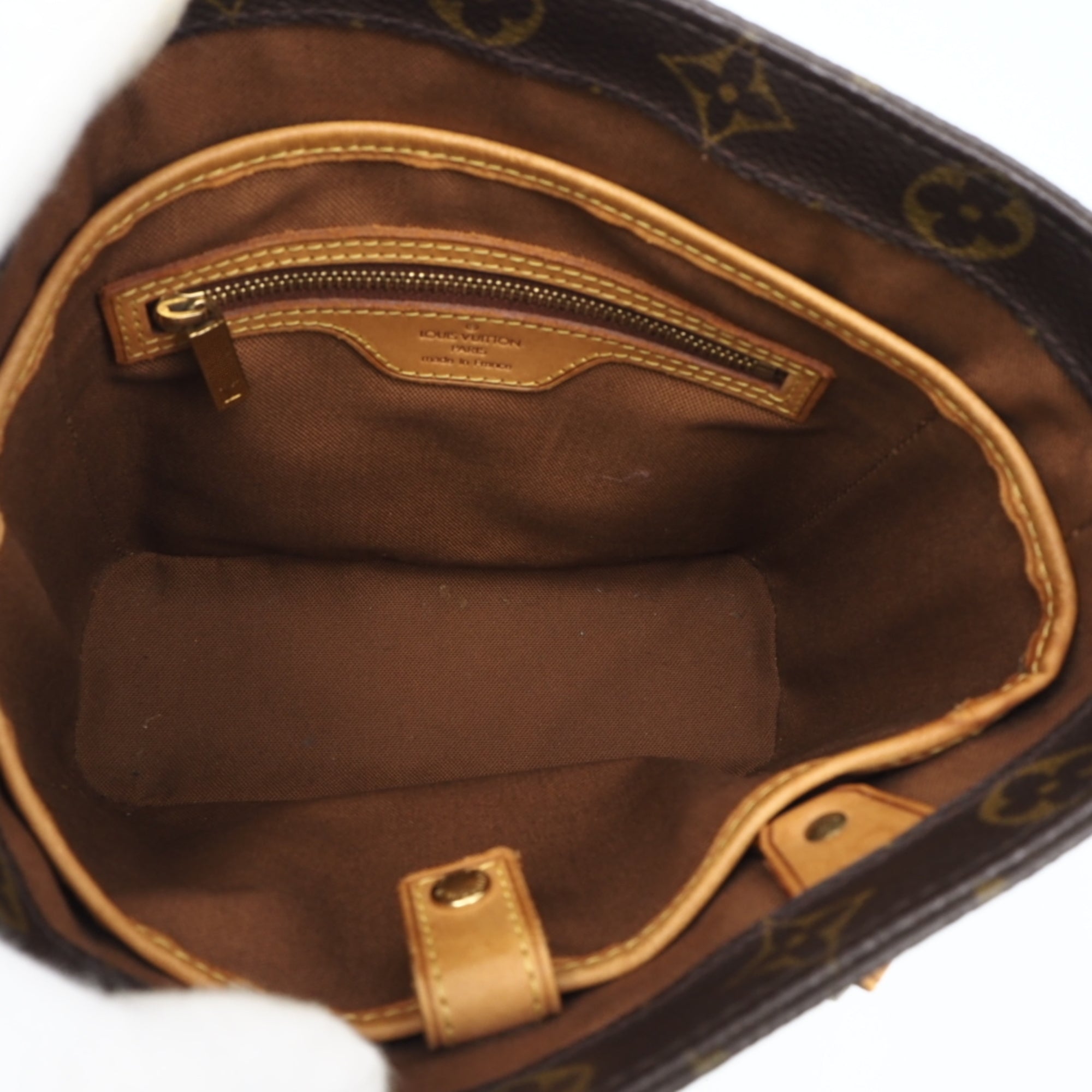 Louis Vuitton Monogram Beige Brown Coated Canvas Leather Handbag (Pre-Owned)
