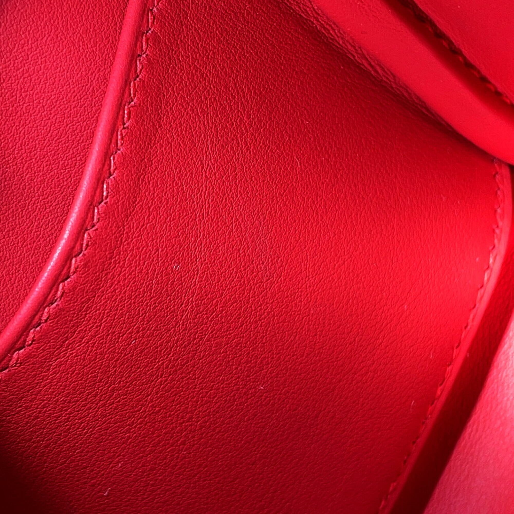 Hermes Red Color Taurillon Clemence Leather Handbag Shoulder Bag (Pre-Owned)