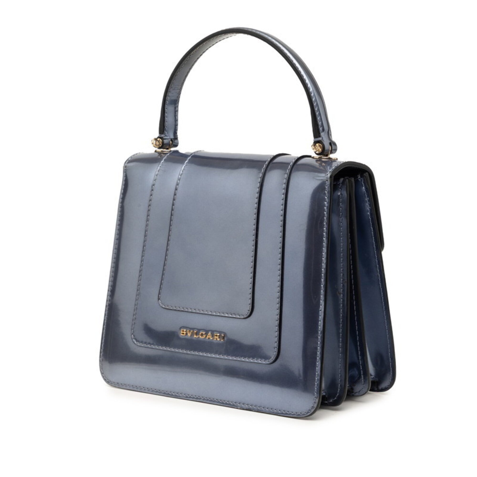 Bvlgari Silver Patent Leather Handbag Shoulder Bag (Pre-Owned)