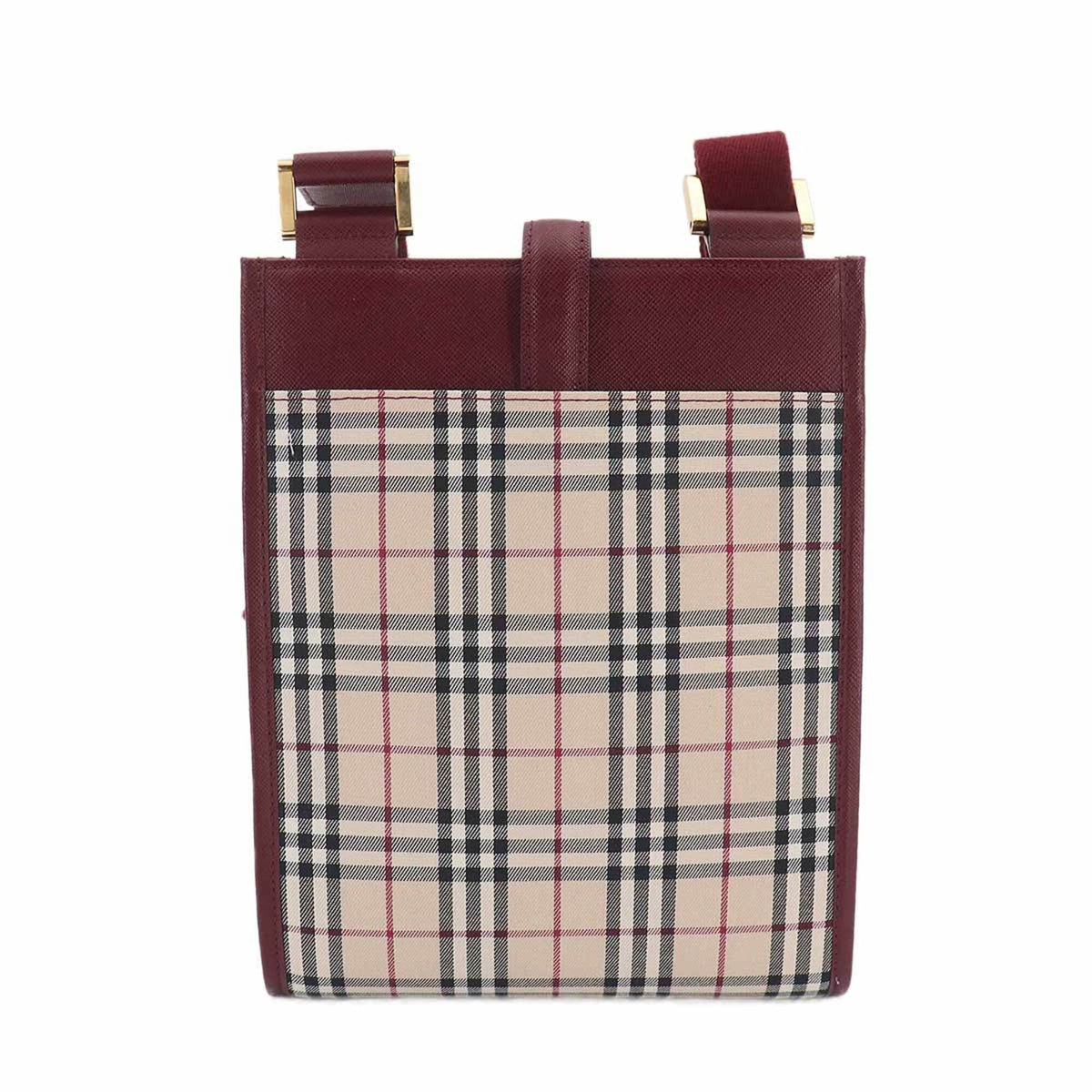 Burberry Beige Bordeaux Canvas Handbag Shoulder Bag (Pre-Owned)