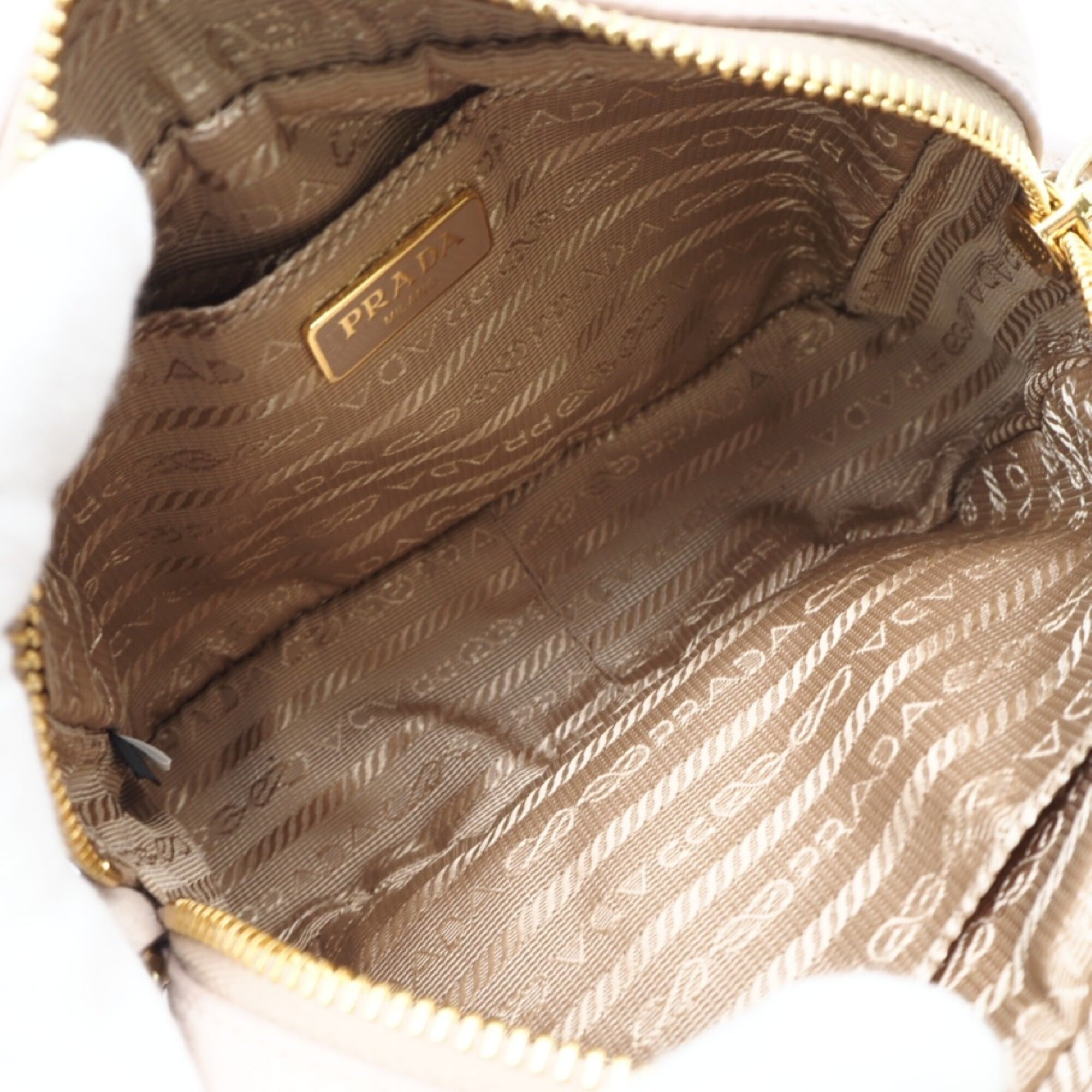 Prada Pink Beige Leather Shoulder Bag (Pre-Owned)