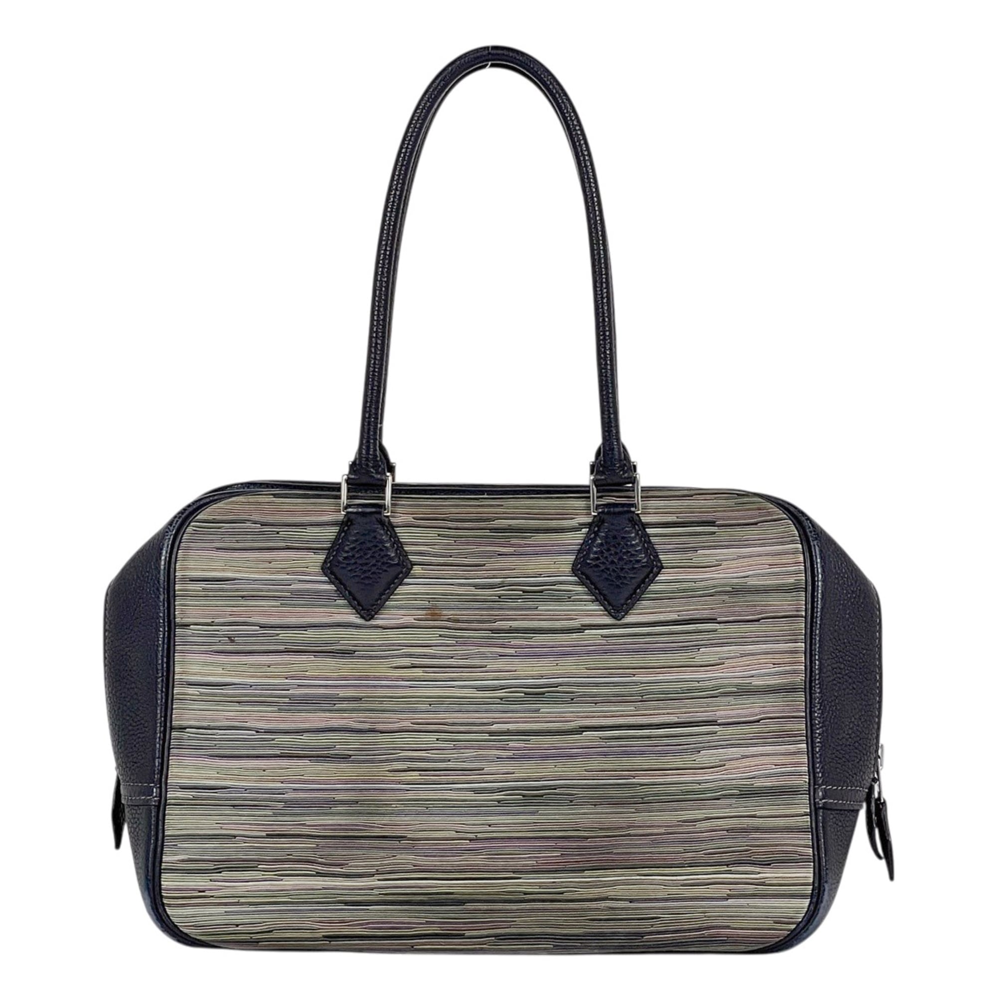 Hermes Navy Taurillon Clemence Leather Vibrato Leather Handbag (Pre-Owned)