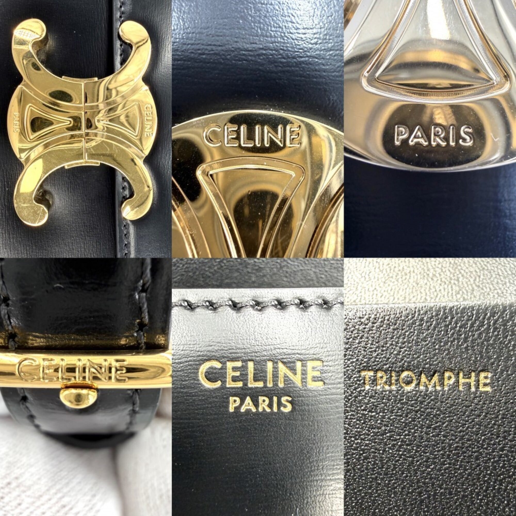 Celine Black White Leather Shoulder Bag (Pre-Owned)