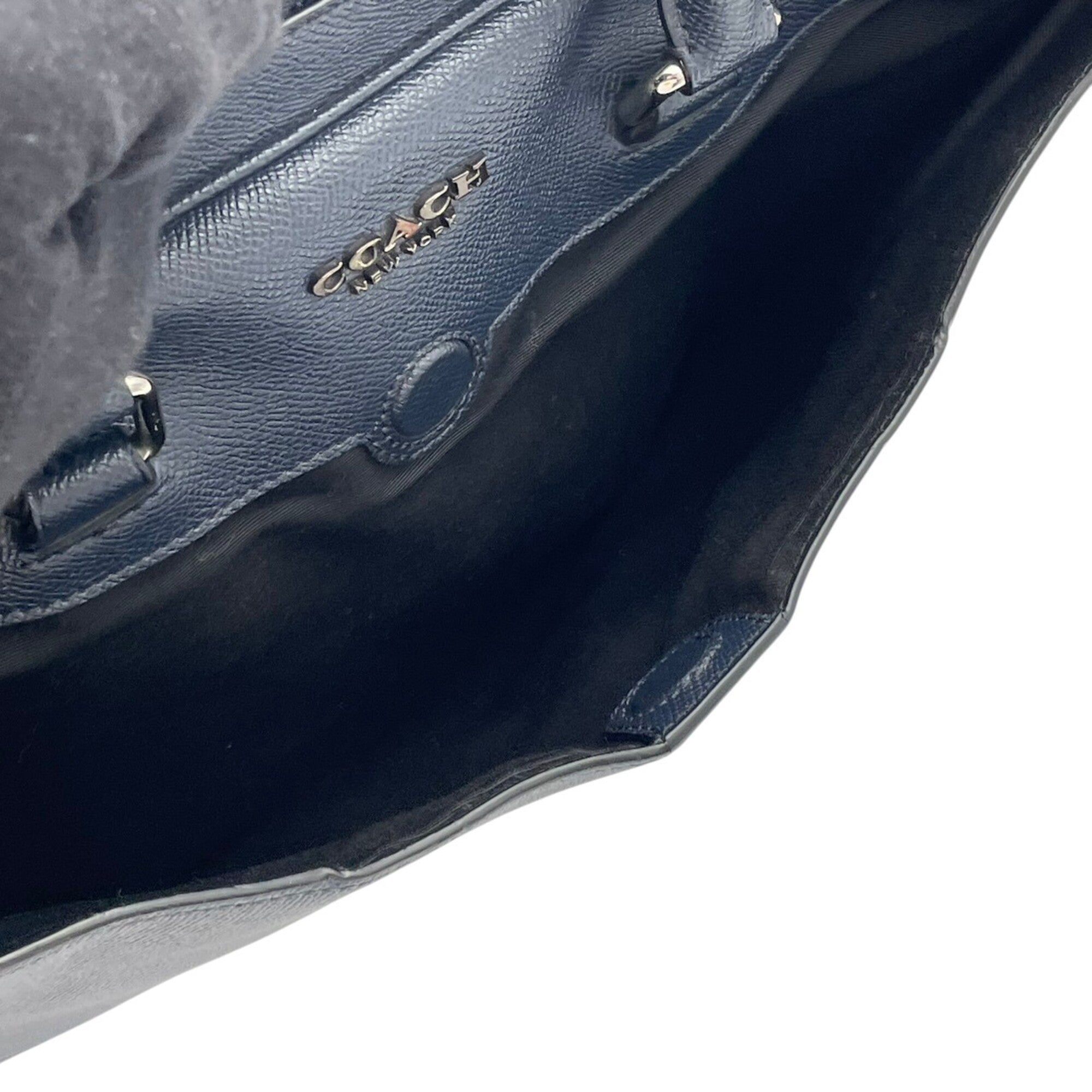 Coach Navy Leather Briefcase Handbag (Pre-Owned)