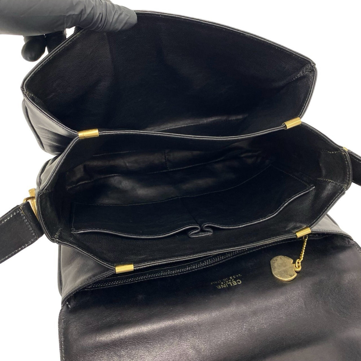 Celine Black Leather Pochette Shoulder Bag (Pre-Owned)