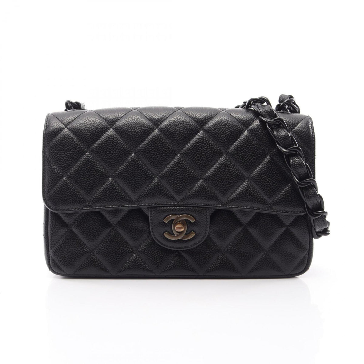 Chanel Black Grained Calfskin Handbag Shoulder Bag (Pre-Owned)