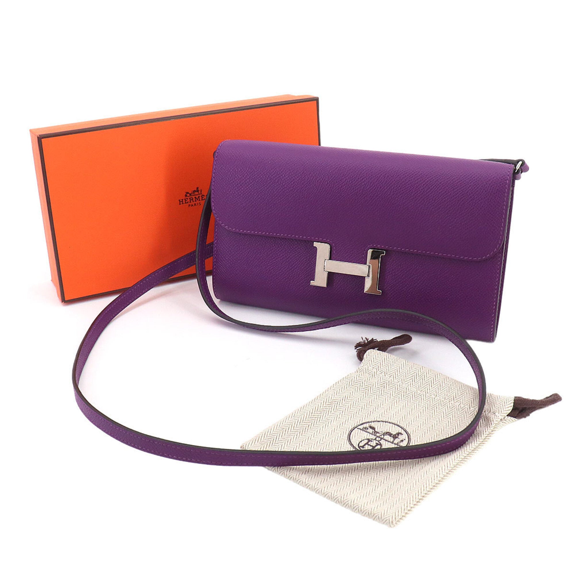 Hermes Anemone Epsom Leather Long Wallet (Bi-Fold) (Pre-Owned)