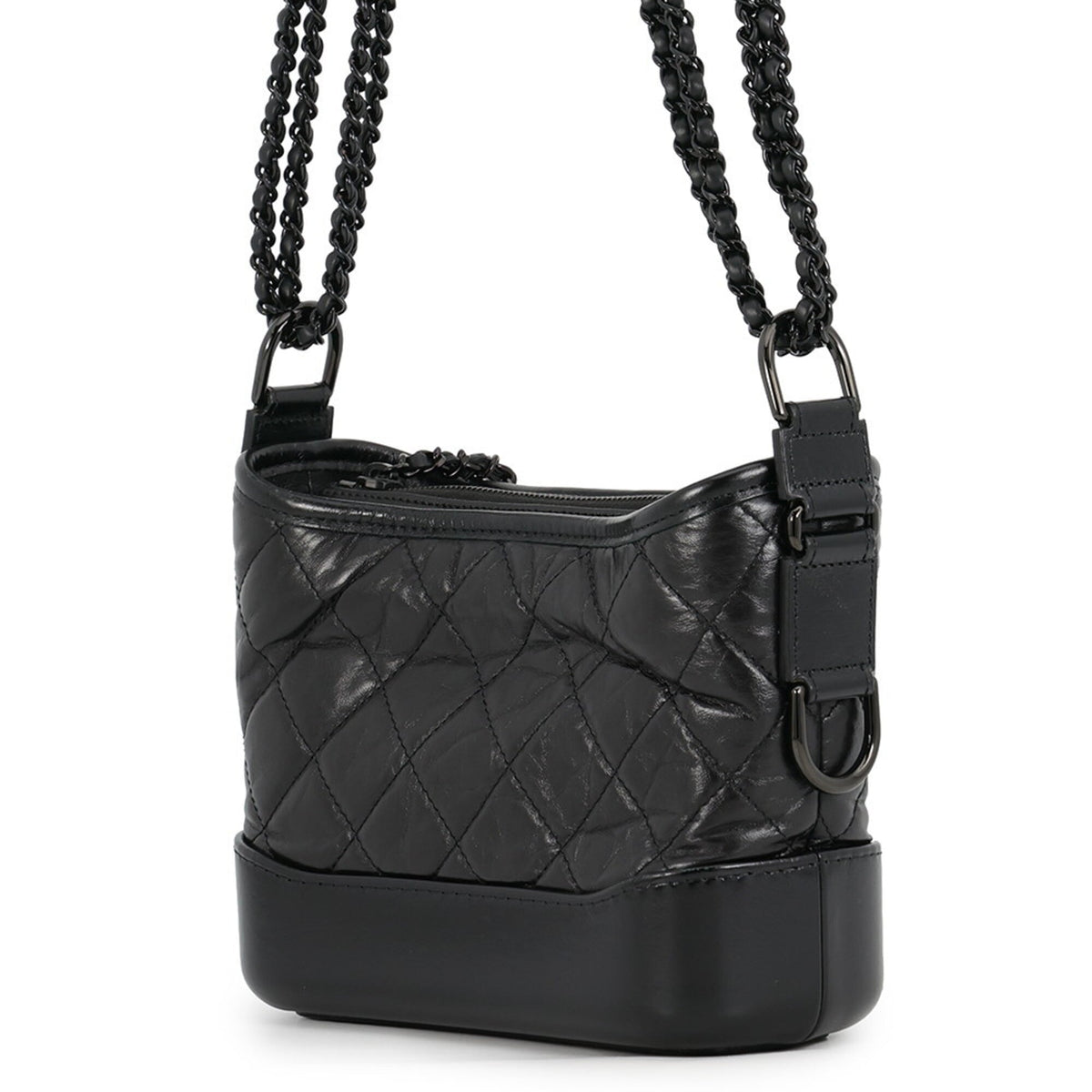 Chanel Gabriel Black Leather Handbag Shoulder Bag (Pre-Owned)