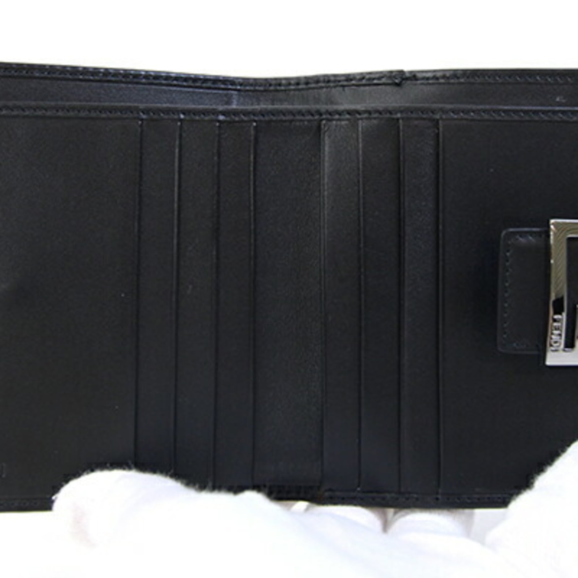 Fendi Black Canvas Leather Card Wallet (Pre-Owned)