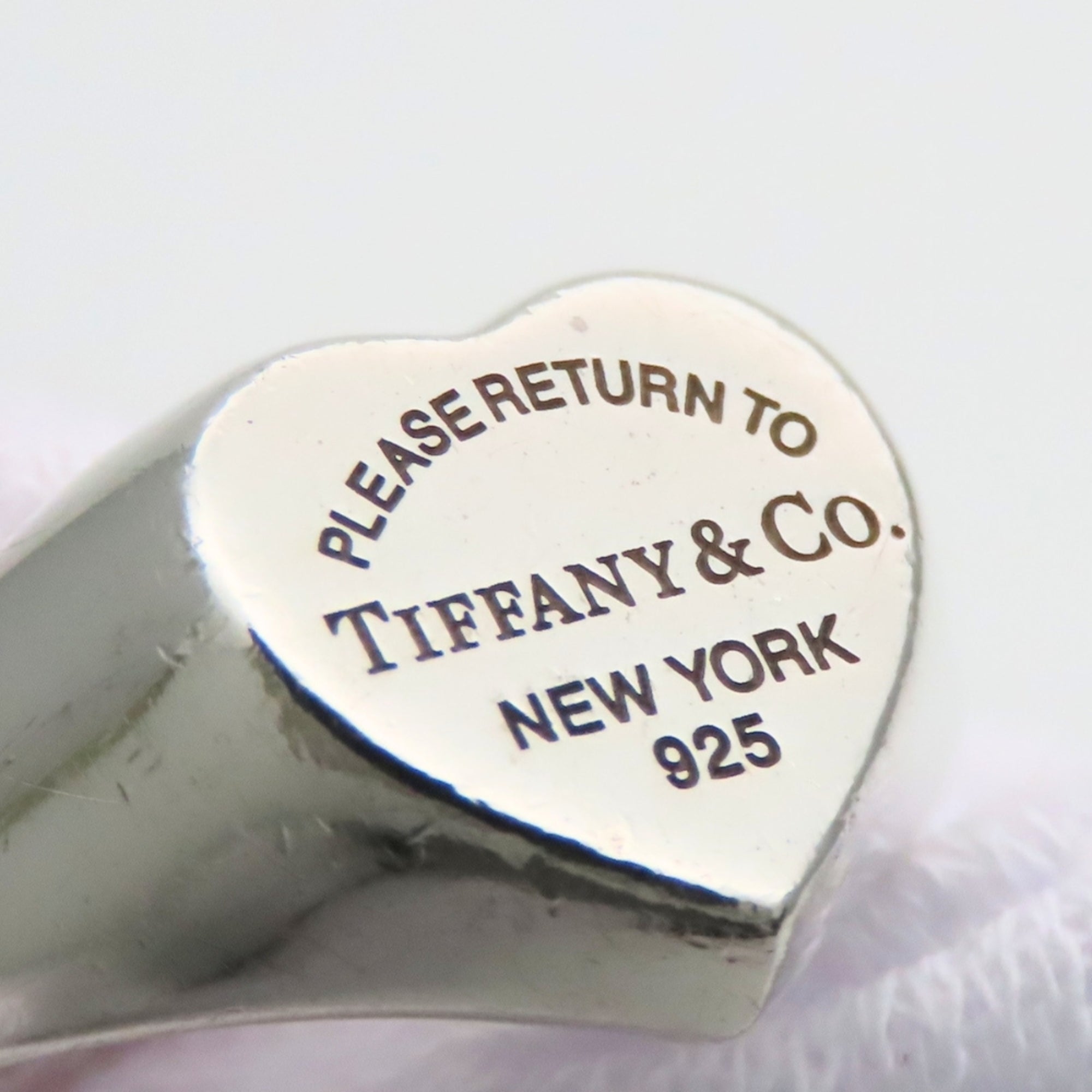 Tiffany Heart Silver Silver 925 Band Ring (Pre-Owned)