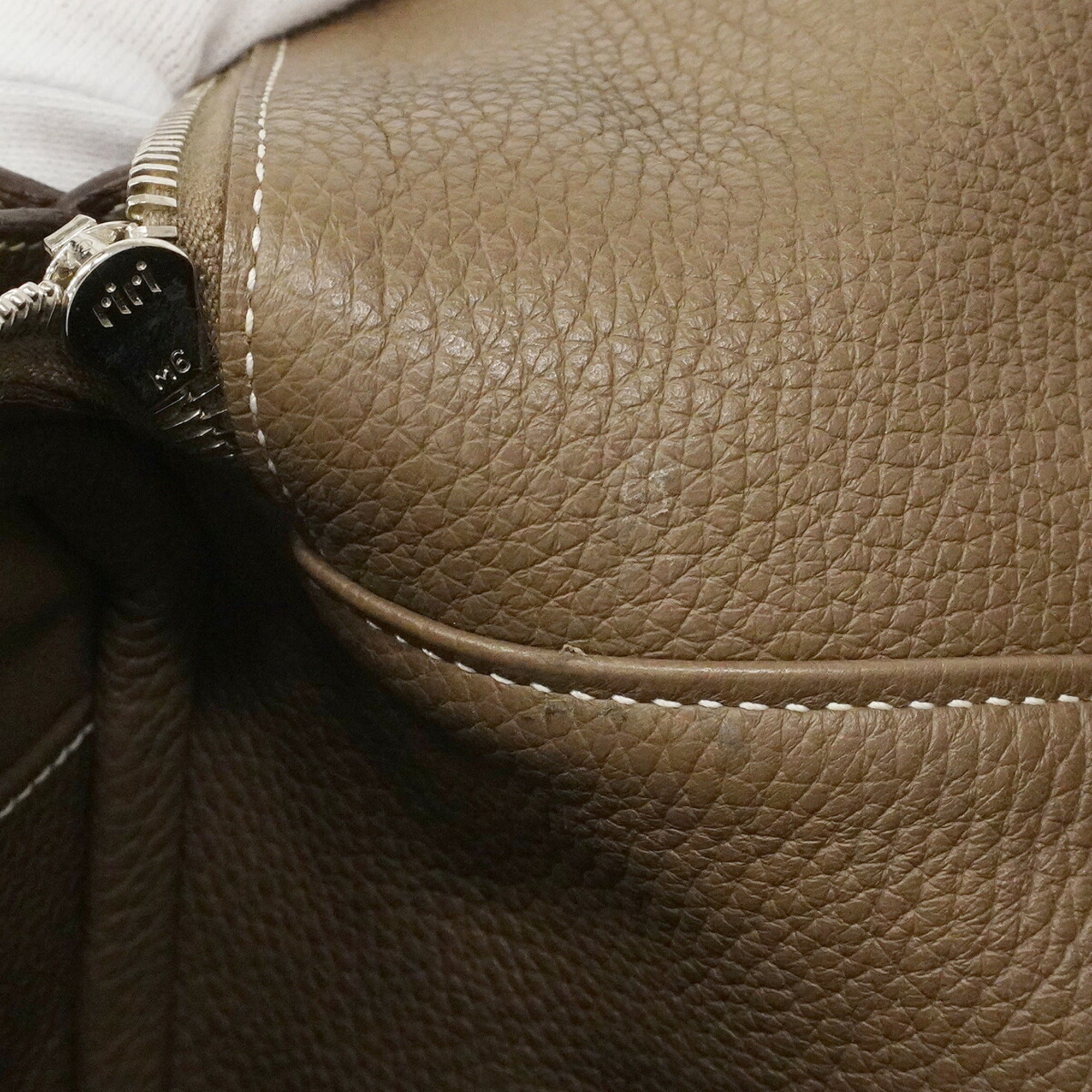 Hermes Etoupe Gray Taurillon Clemence Leather Handbag (Pre-Owned)