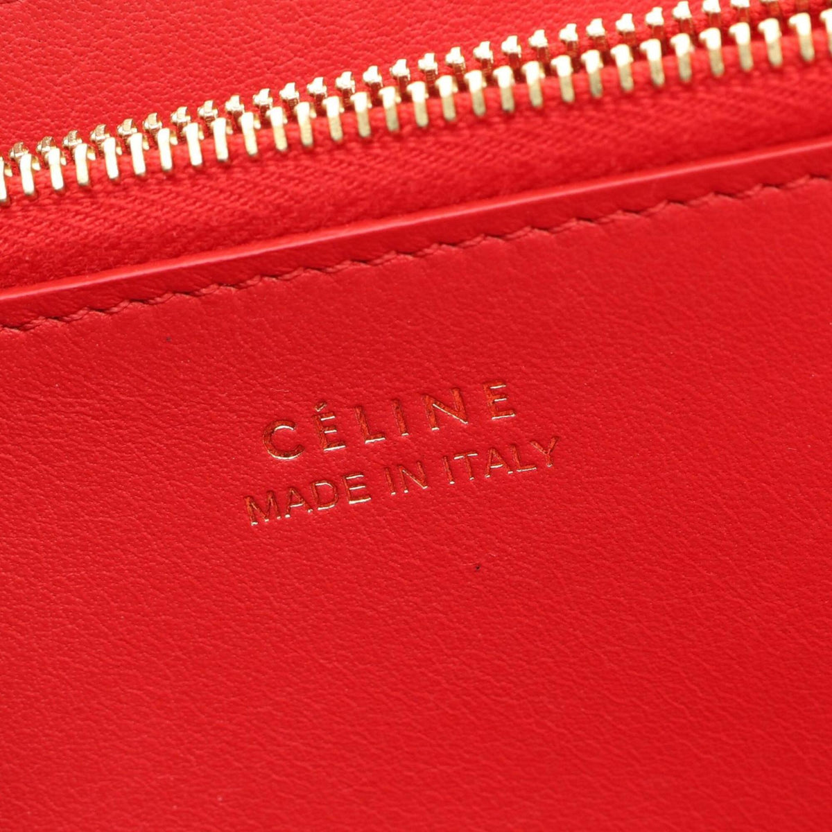 Celine Red Color Leather Long Wallet (Bi-Fold) (Pre-Owned)