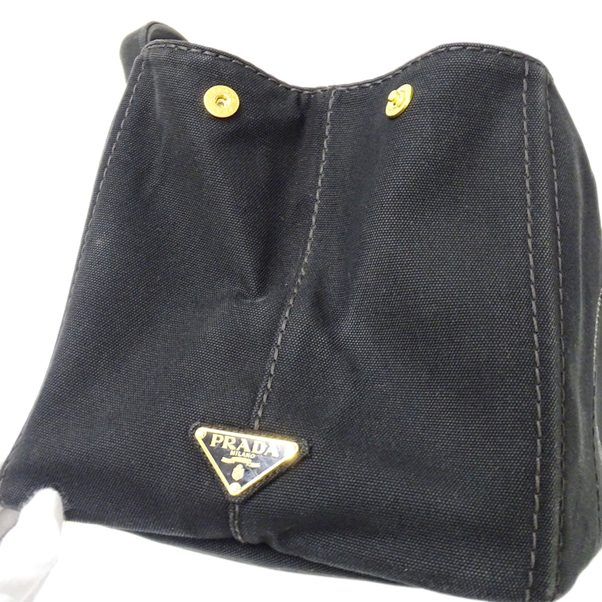 Prada Black Canvas Handbag Shoulder Bag Tote Bag (Pre-Owned)