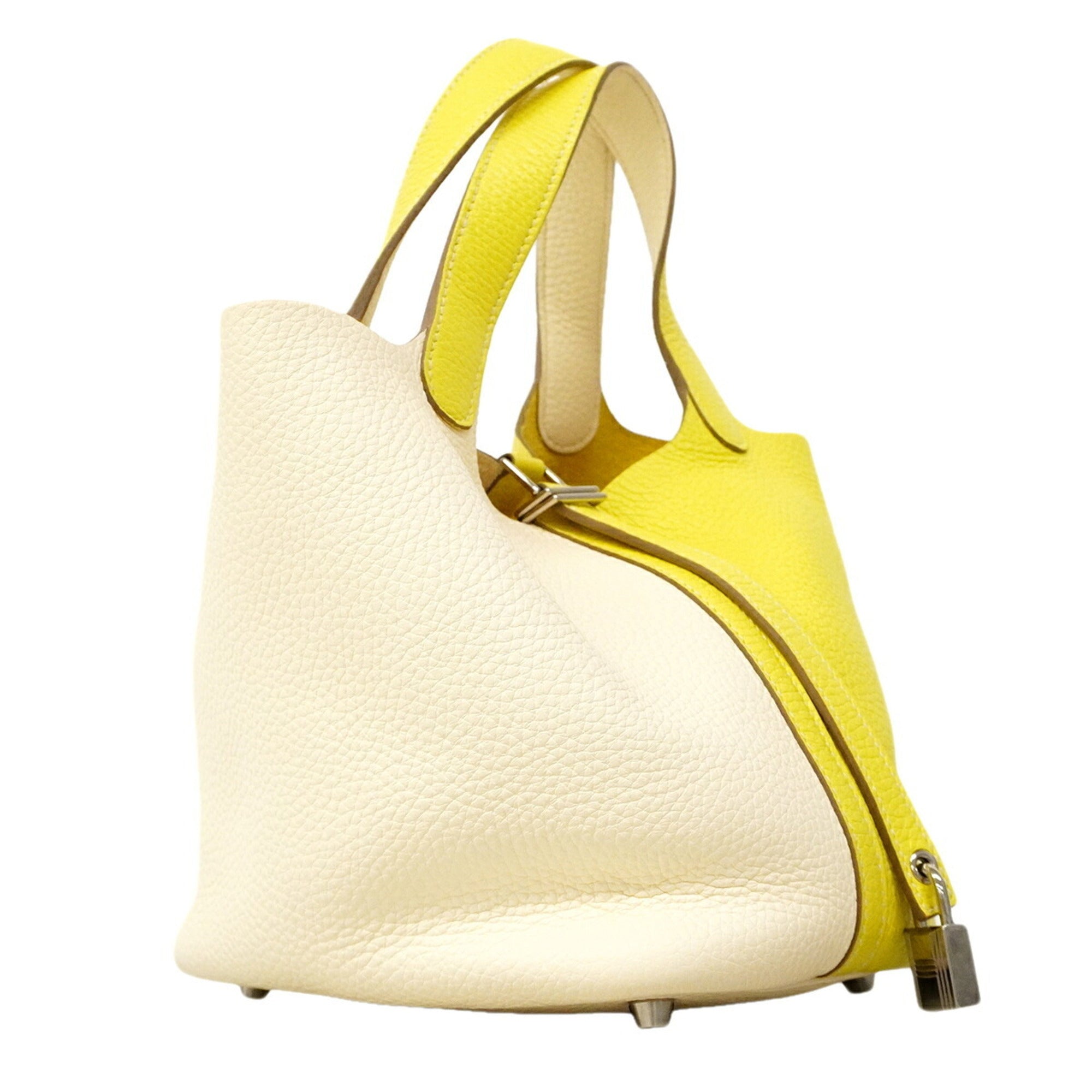 Hermes Lime Taurillon Clemence Leather Handbag (Pre-Owned)