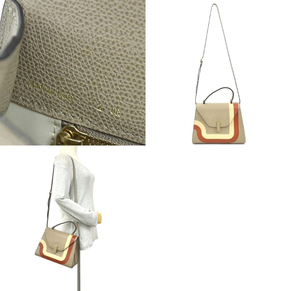 Valextra Grayish Leather Handbag Shoulder Bag (Pre-Owned)