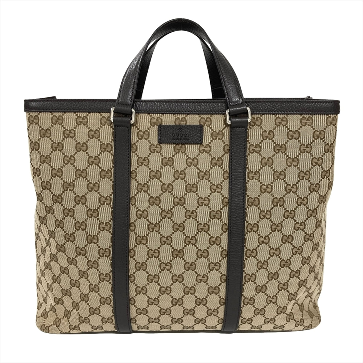 Gucci Beige Gg Canvas Leather Tote Bag (Pre-Owned)