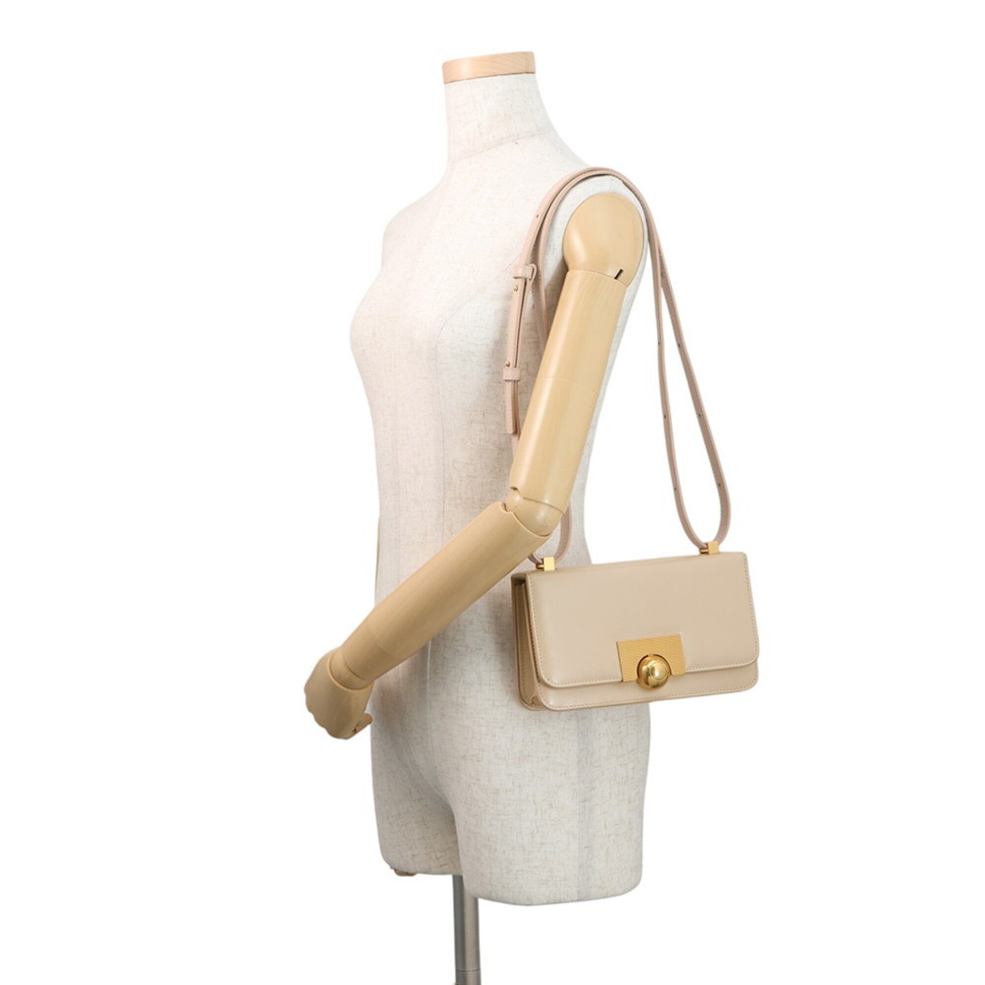 Bottega Veneta Beige Leather Handbag Shoulder Bag (Pre-Owned)