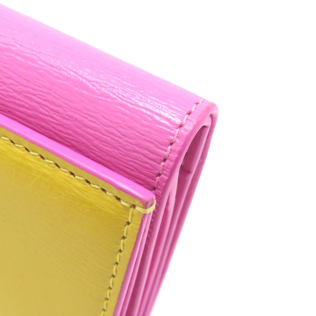 Bvlgari Pink Yellow Leather Wallet (Bi-Fold) (Pre-Owned)