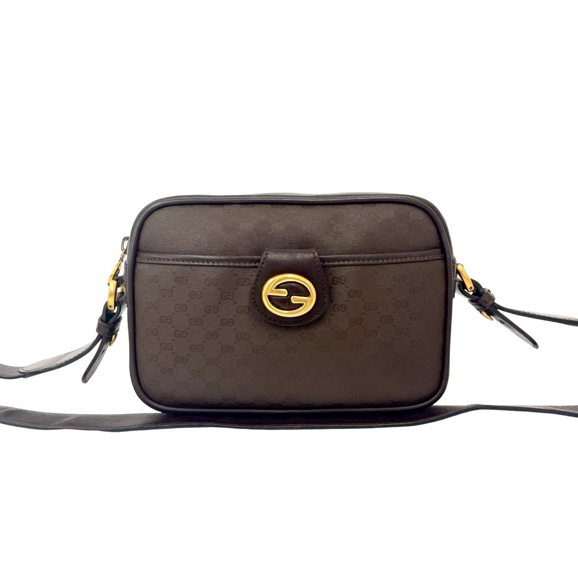 Gucci Brown Leather Pvc Pochette Shoulder Bag (Pre-Owned)