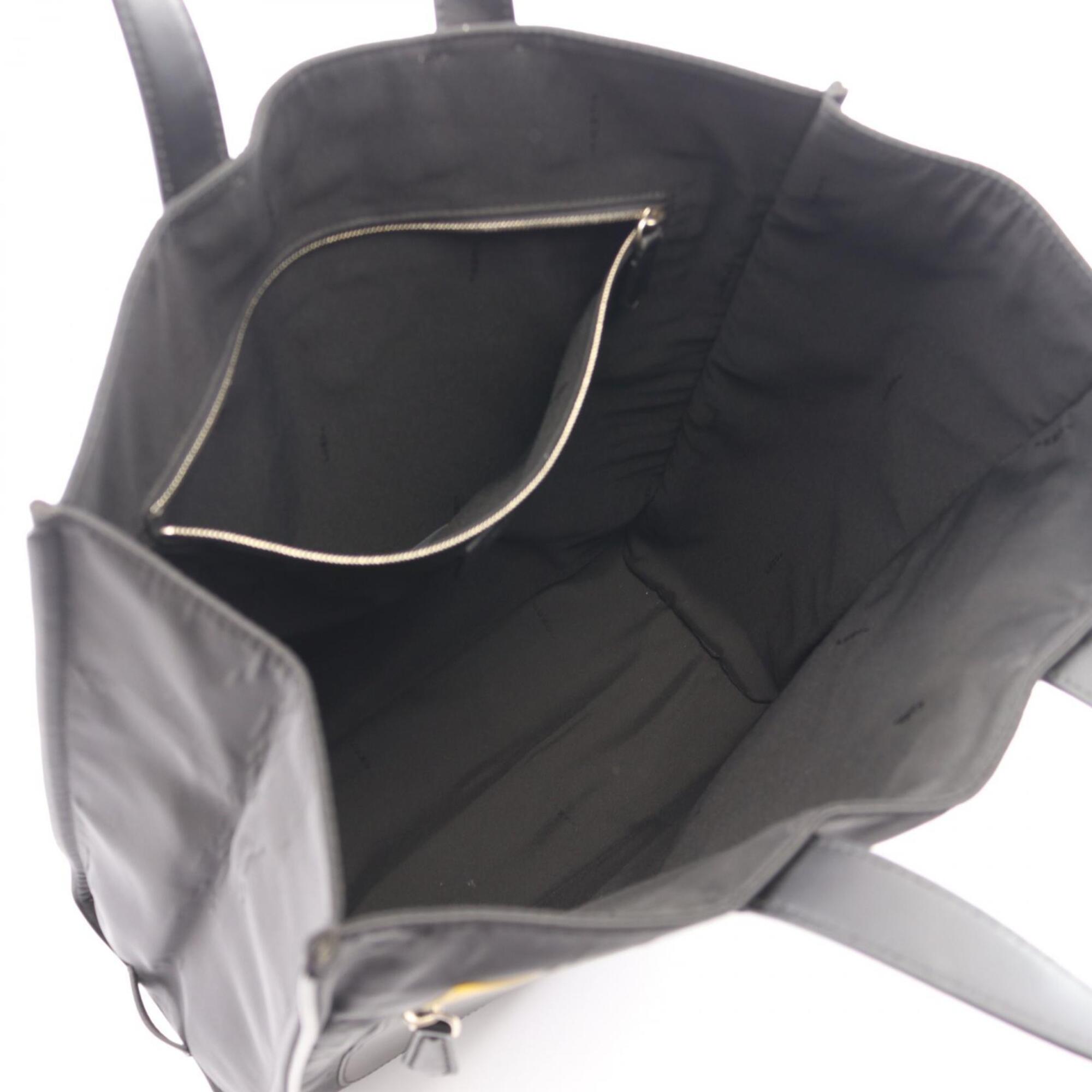 Fendi Black Yellow Nylon Leather Handbag Tote Bag (Pre-Owned)
