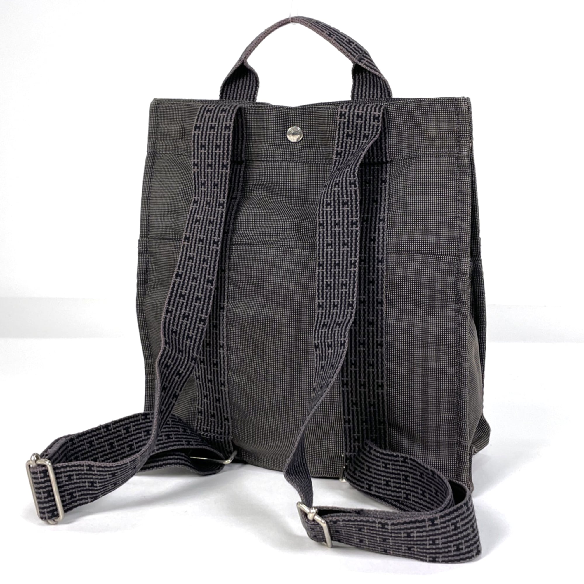 Hermes Gray Nylon Canvas Backpack (Pre-Owned)