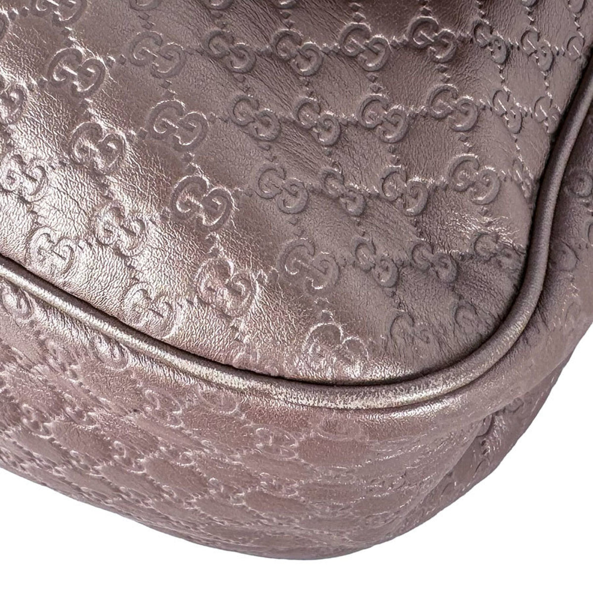 Gucci Metallic Beige Metallic Pink Pink Beige Leather Shoulder Bag (Pre-Owned)