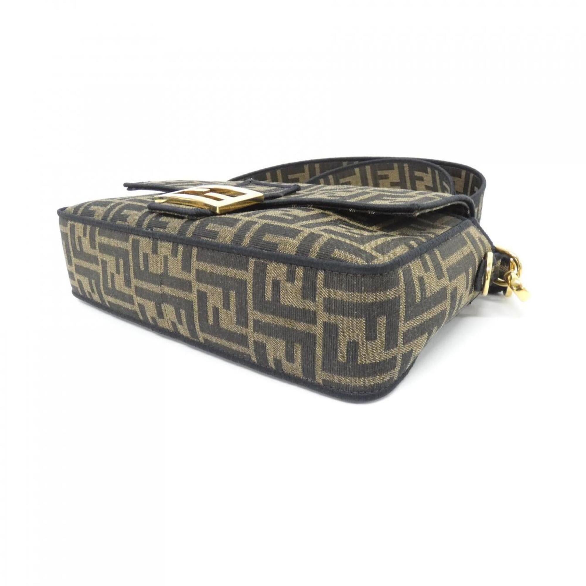 Fendi Baguette Black Brown Nylon Shoulder Bag (Pre-Owned)