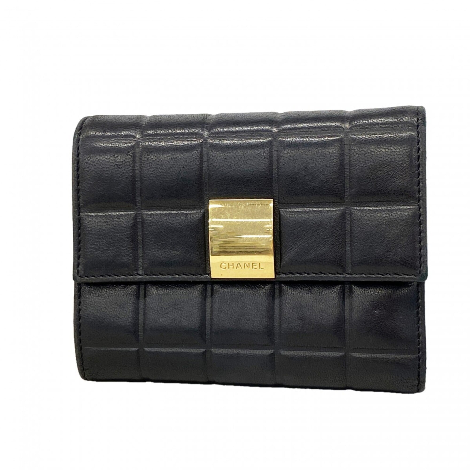 Chanel Black Leather Wallet (Tri-Fold) (Pre-Owned)