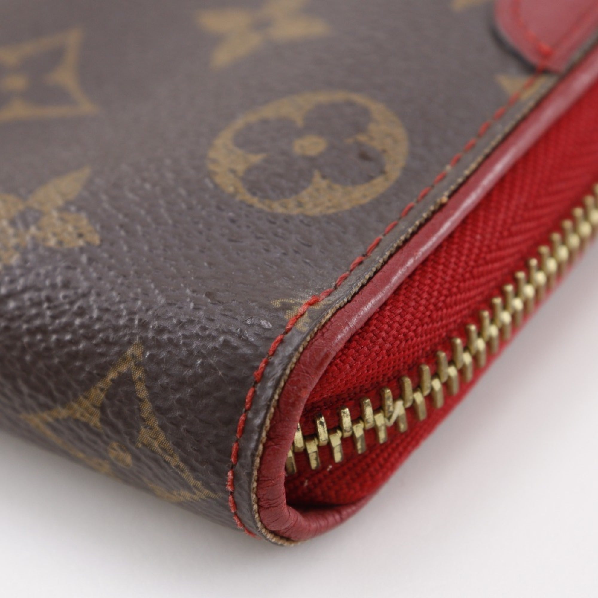 Louis Vuitton Monogram Brown Cerise Red Color Monogram Long Wallet (Bi-Fold) (Pre-Owned)