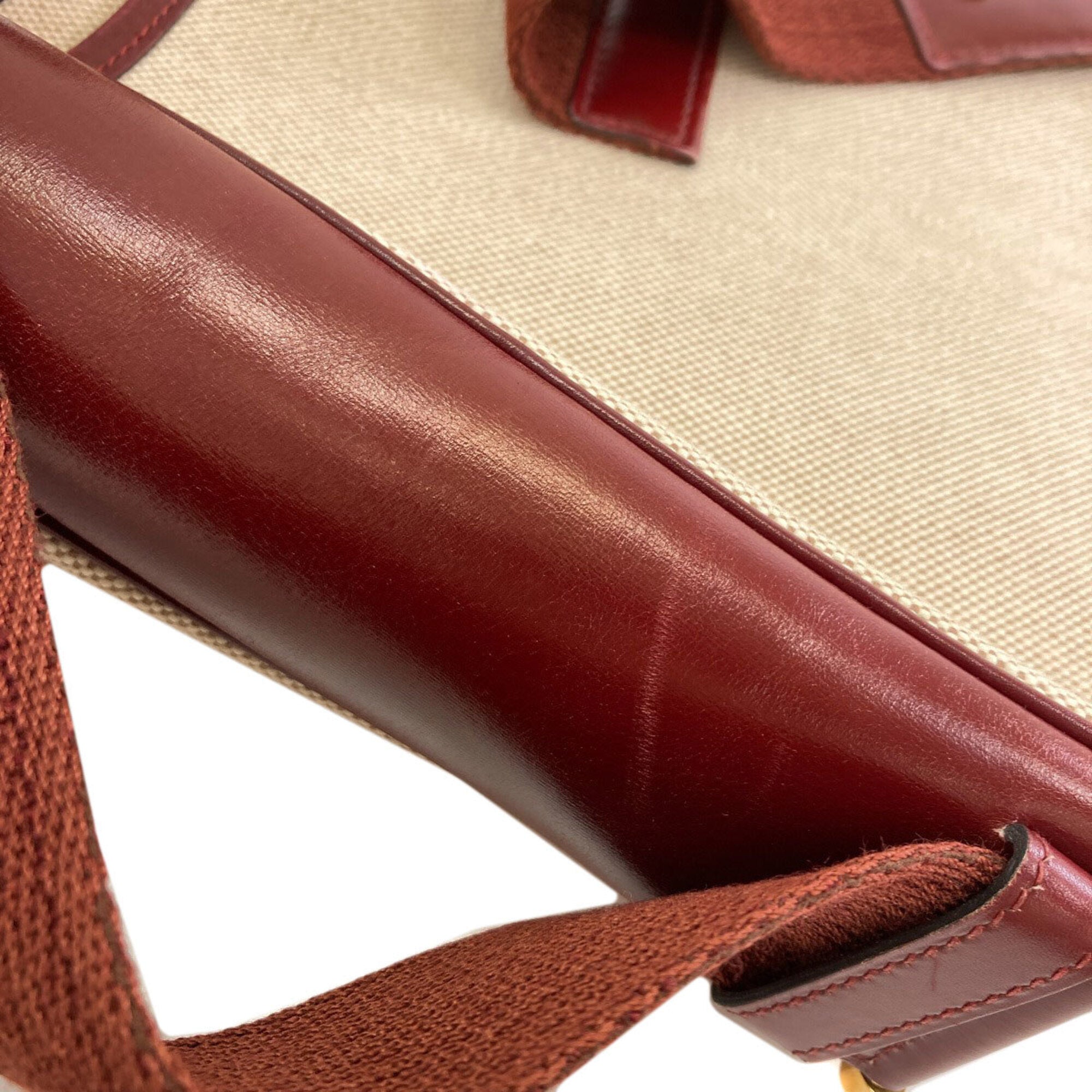 Hermes Brown Natural Red Color Toile H Shoulder Bag (Pre-Owned)