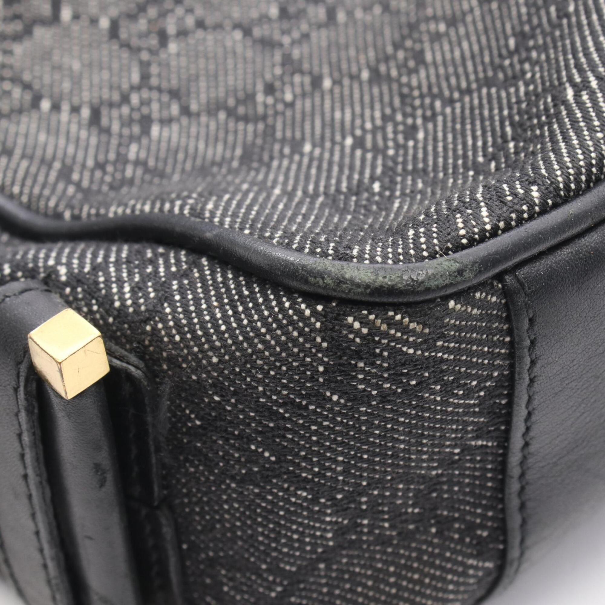 Gucci Black Denim Leather Shoulder Bag (Pre-Owned)
