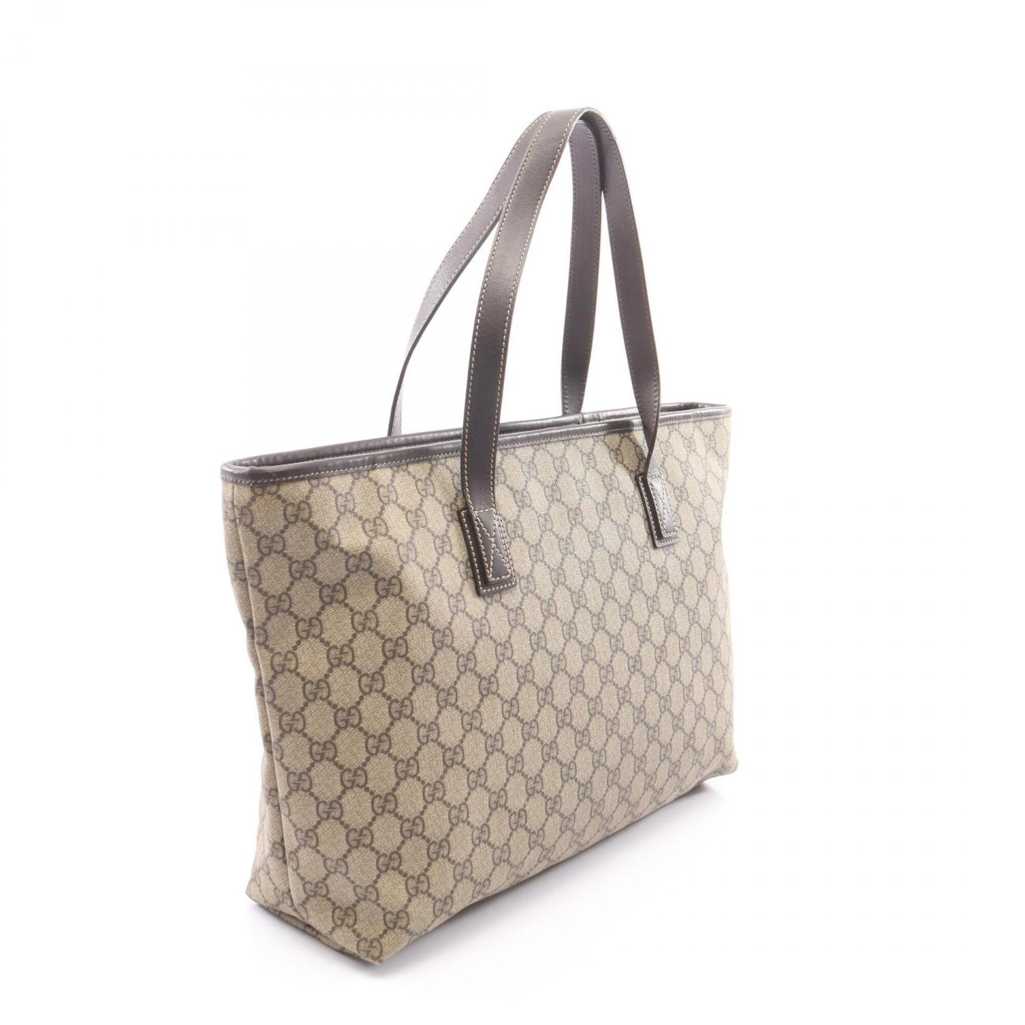 Gucci Beige Brown Pvc Coated Canvas Leather Tote Bag (Pre-Owned)