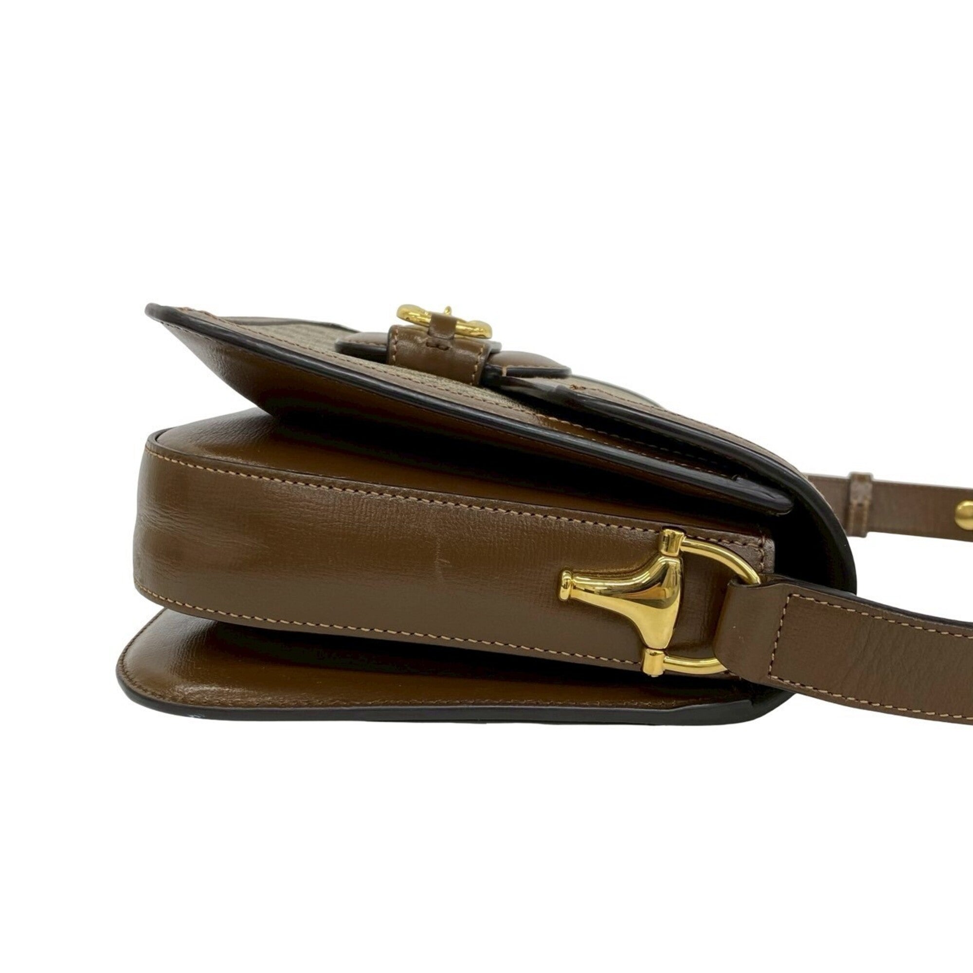 Gucci Brown Leather Elastane Pochette Shoulder Bag (Pre-Owned)