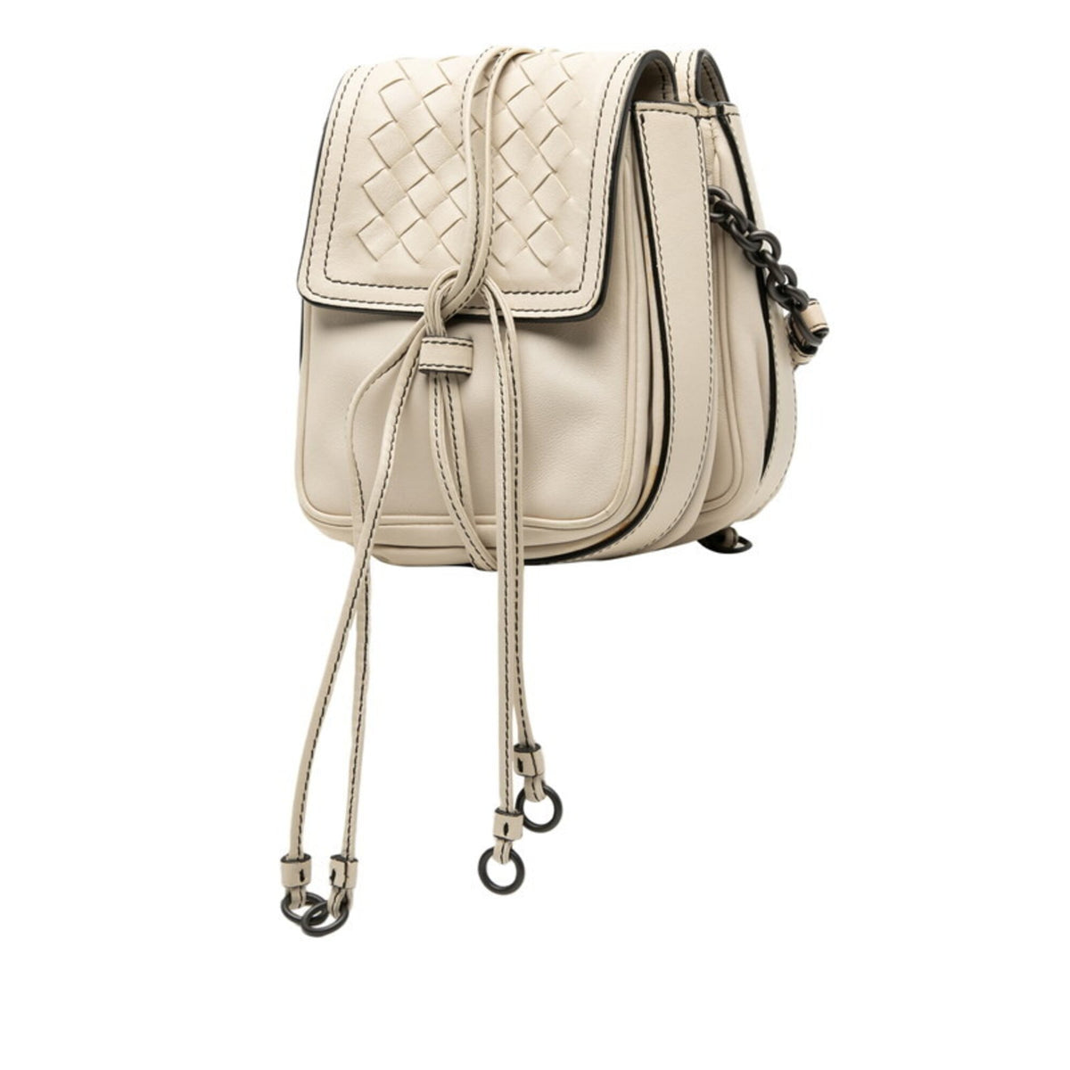 Bottega Veneta Ivory White Leather Shoulder Bag (Pre-Owned)
