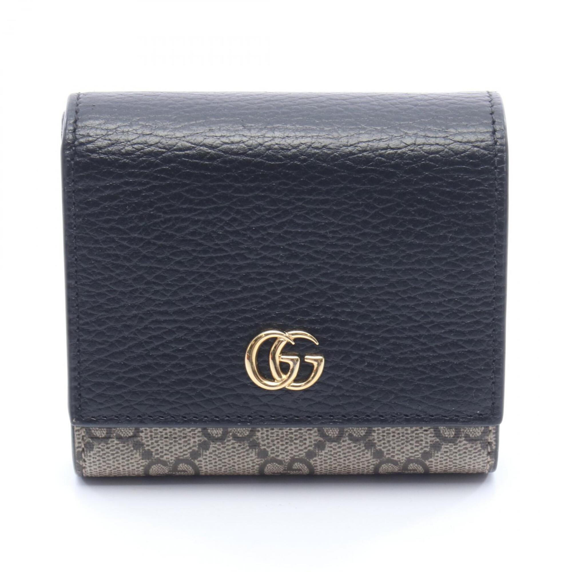 Gucci Beige Black Brown Coated Canvas Leather Wallet (Bi-Fold) (Pre-Owned)