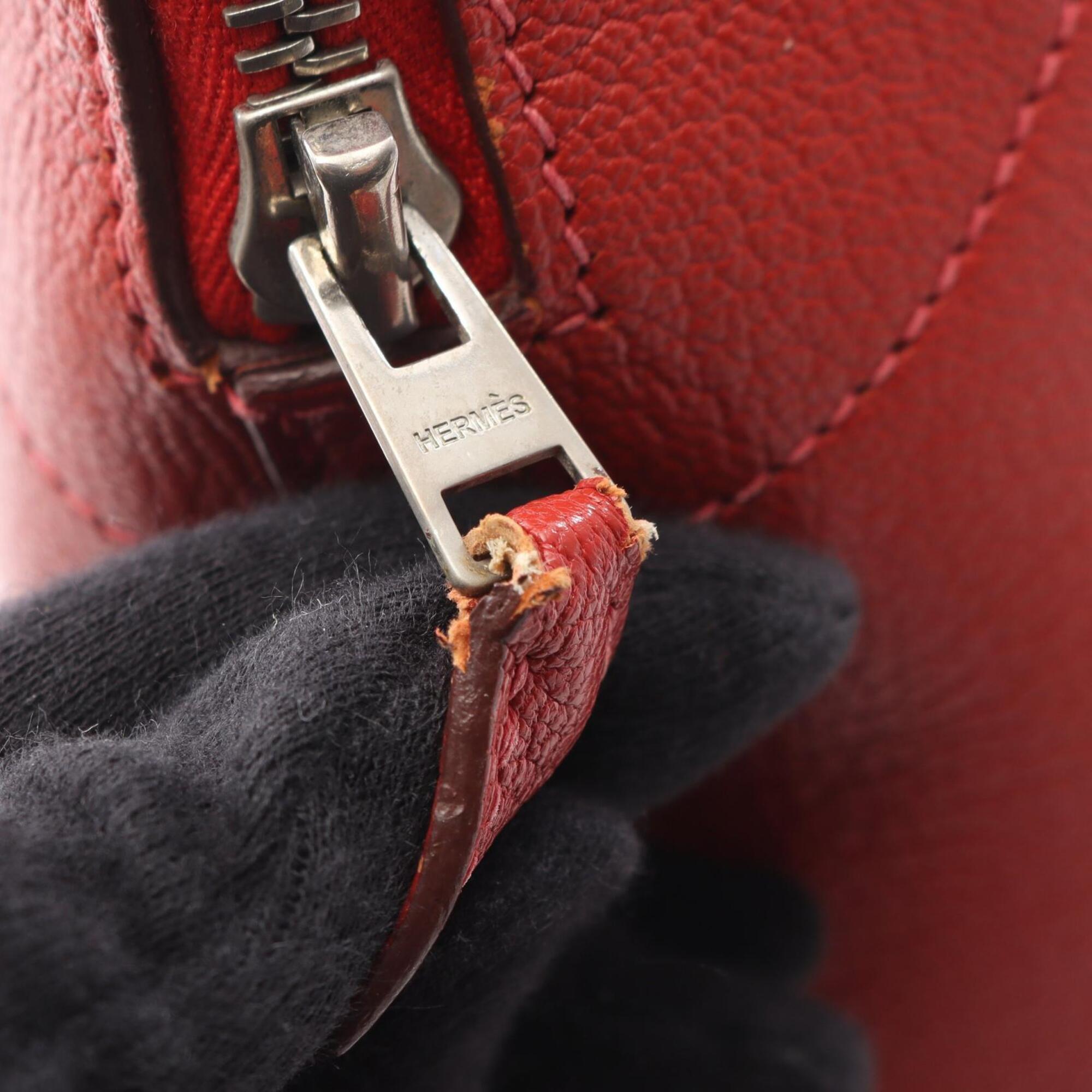 Hermes Red Color Rouge Garance Chevre Leather Handbag (Pre-Owned)