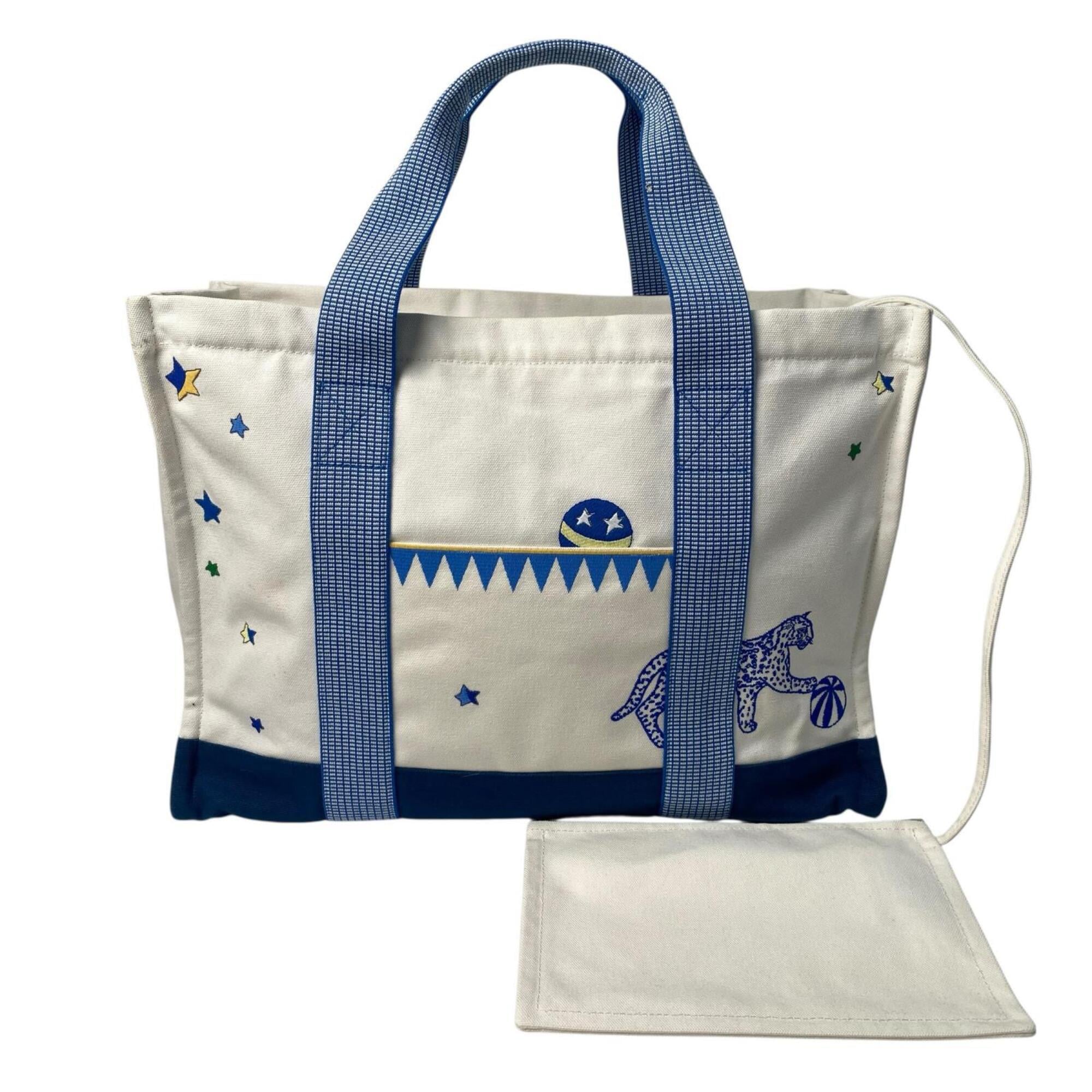 Hermes Blue White Cotton Pouch (Pre-Owned)