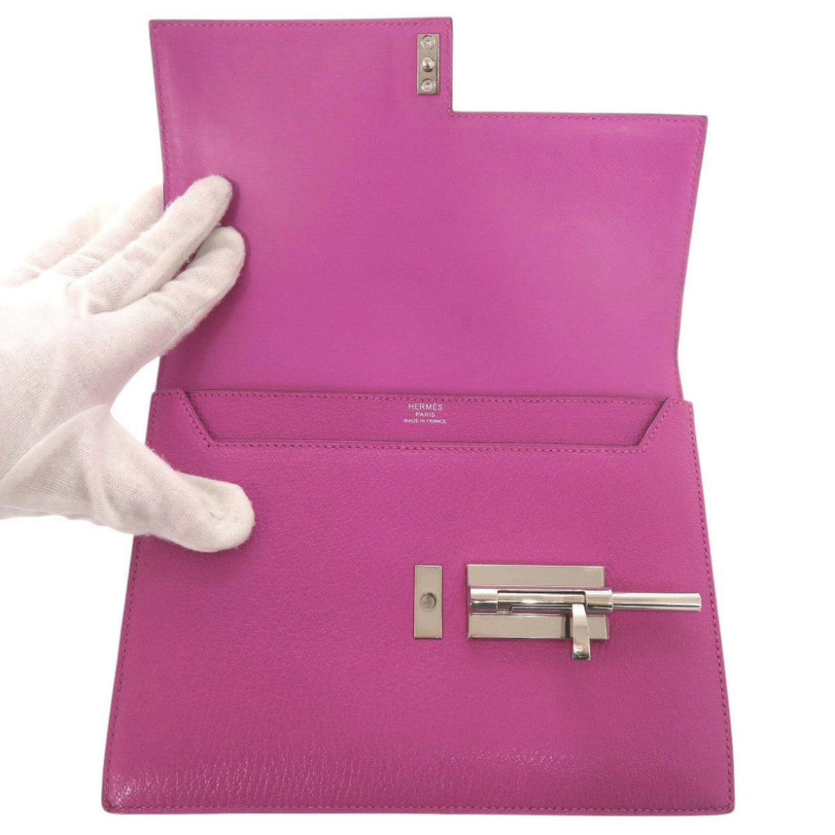 Hermes Rose Purple Chevre Leather Clutch Bag (Pre-Owned)
