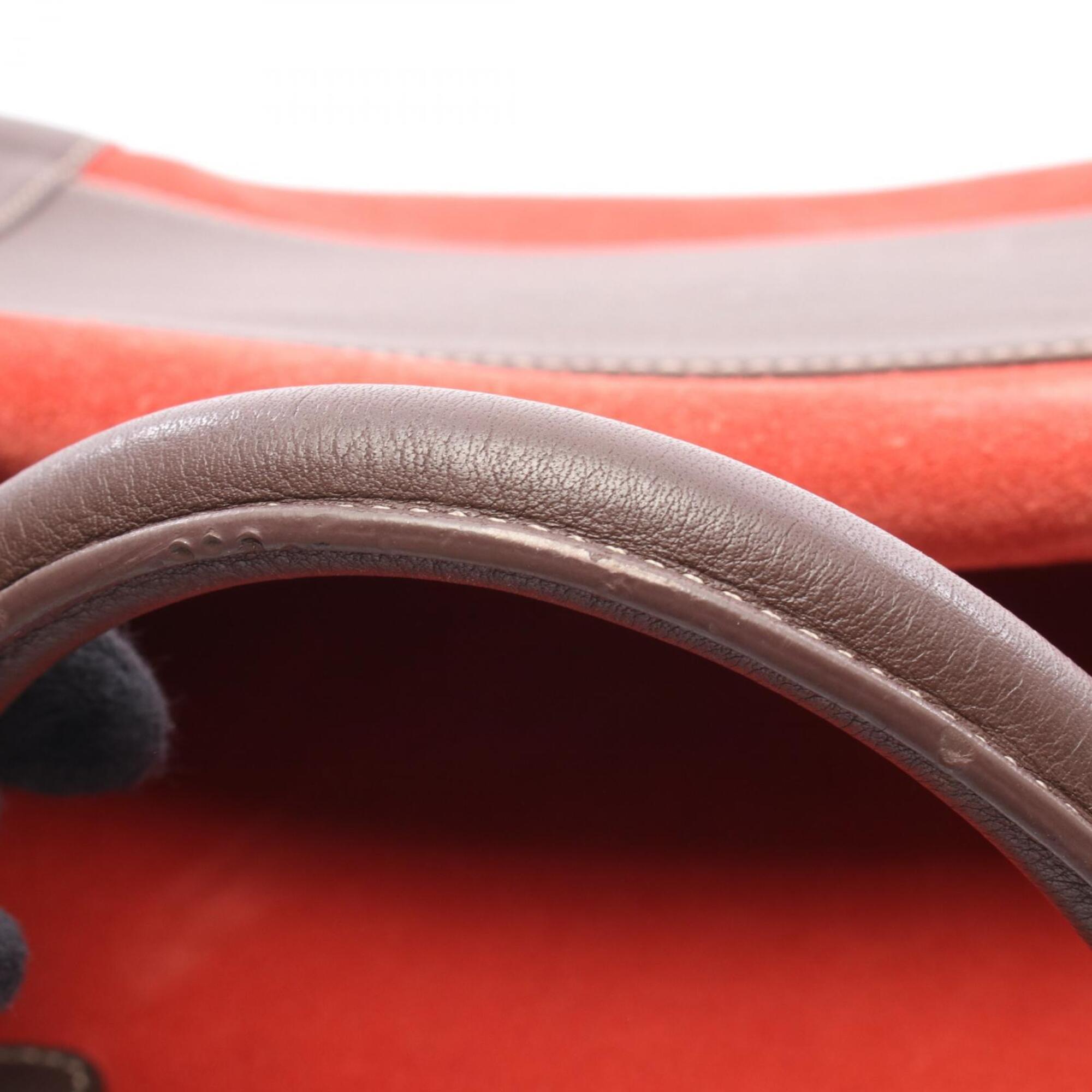 Loewe Brown Red Color Suede Leather Handbag (Pre-Owned)